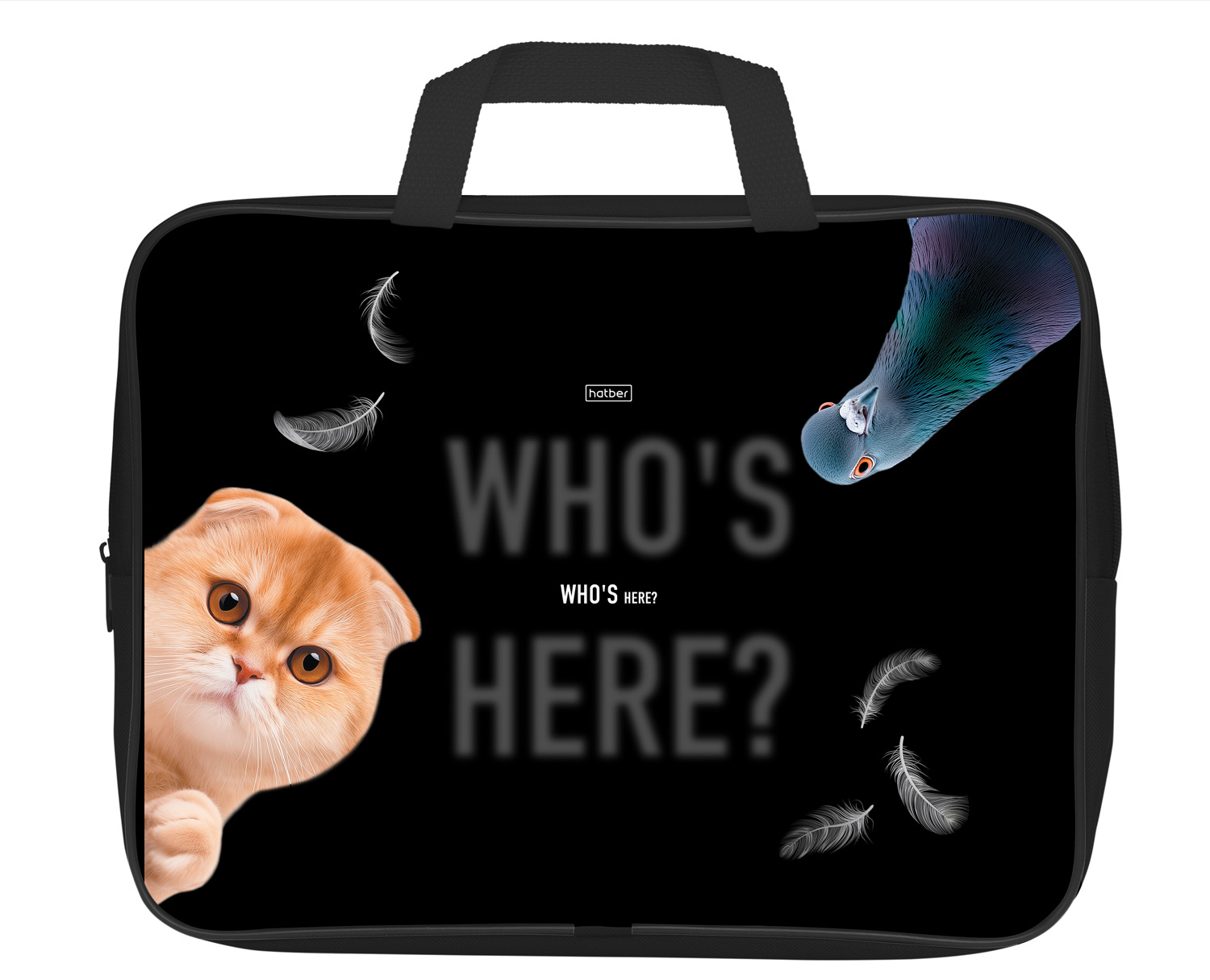 Сумка Текстильная с РУЧКАМИ А4ф 350х265х40мм для тетрадей  -Кто здесь?- в индив.упак. 