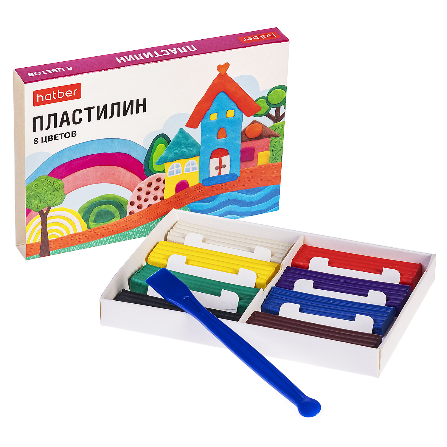 Пластилин 8 цв. 120г со стеком -Пластилиниум-