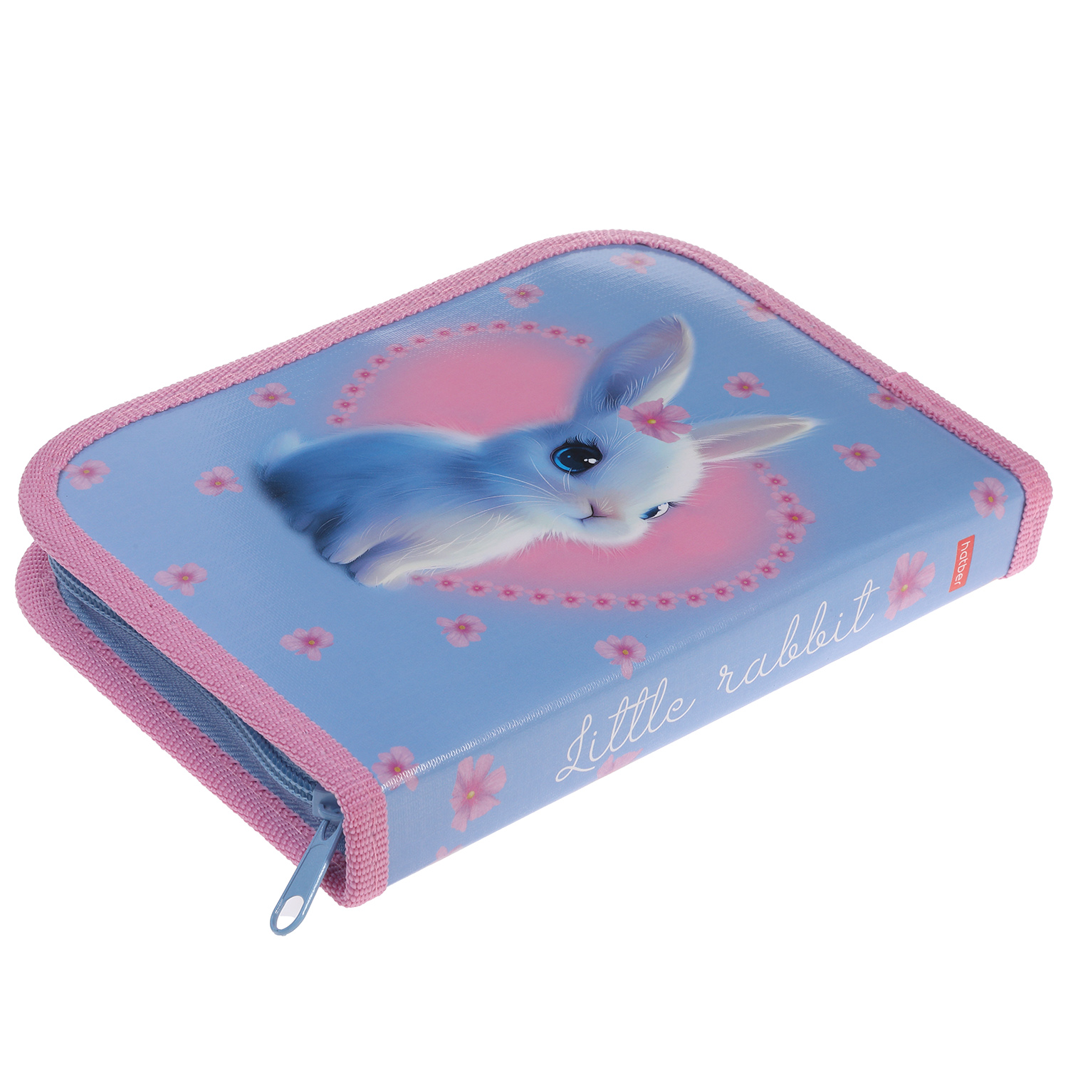 Пенал 190х130мм 1 отделение на молнии с откидной планкой глянц.ламин.тиснение-Милый зайчонок- с табл.умножения  в индив.упак.