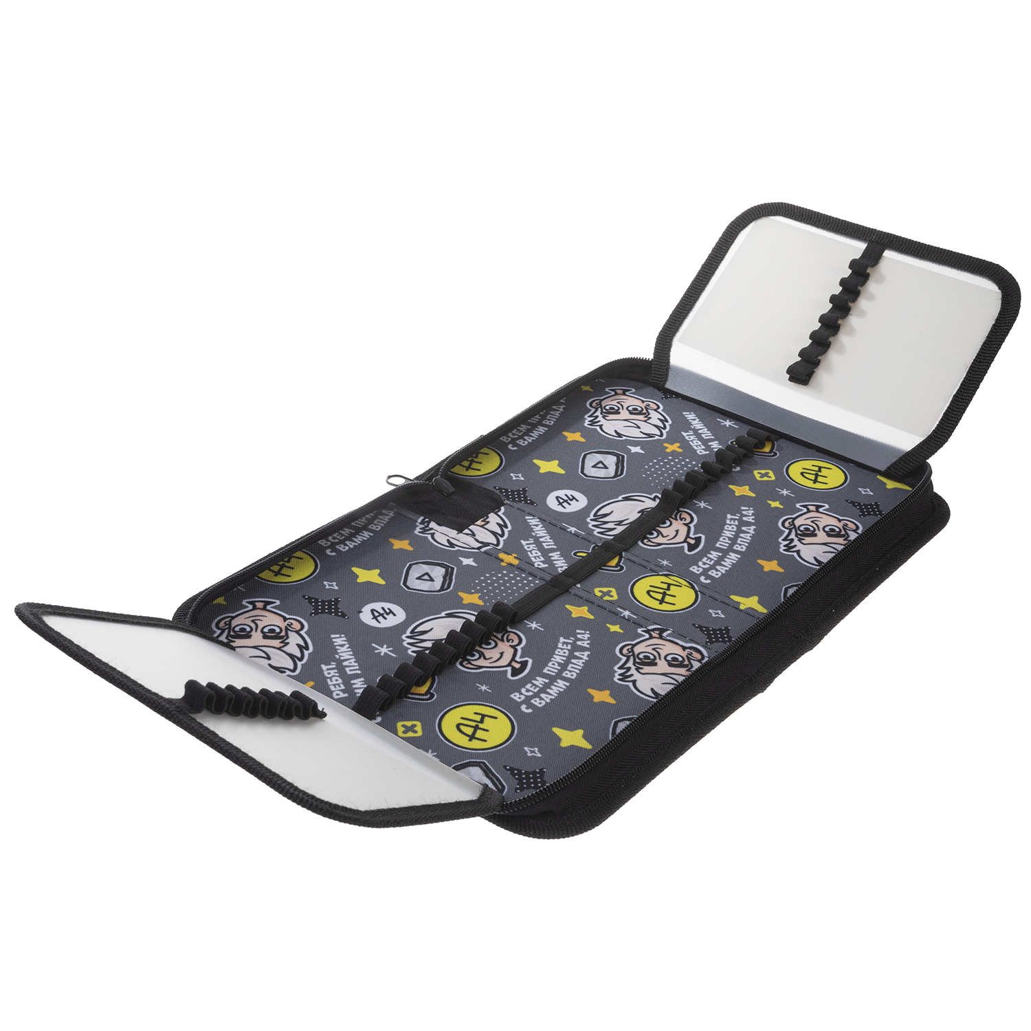 Пенал 200х140мм 1 отделение на молнии с 2-мя откид. планками -Влад А4- ткань в индив.упак. 