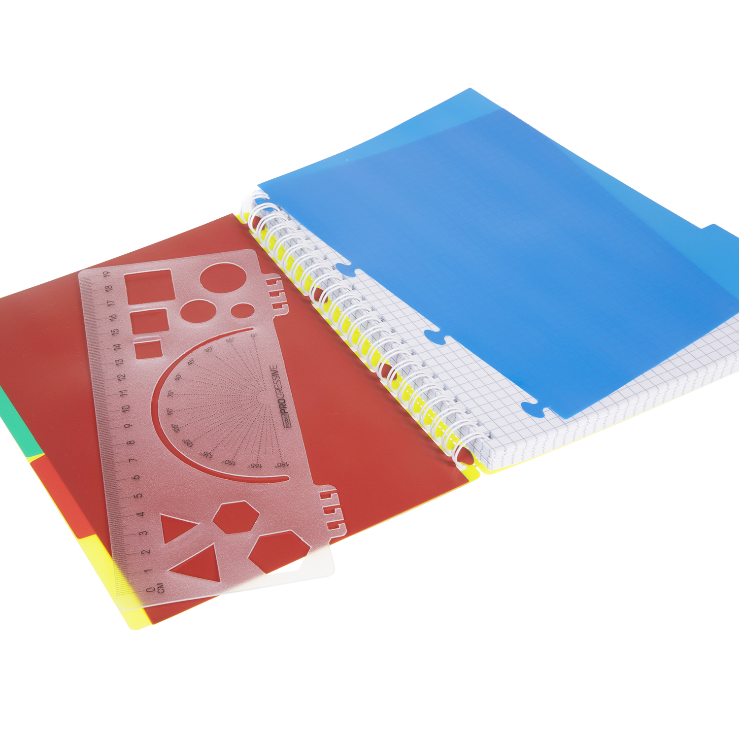 Тетрадь 96л А5ф 145X205мм клетка Пластиковая обложка на гребне DIAMOND NEON 4 цв. разделителя с линейкой Желтая  в индив.упак.
