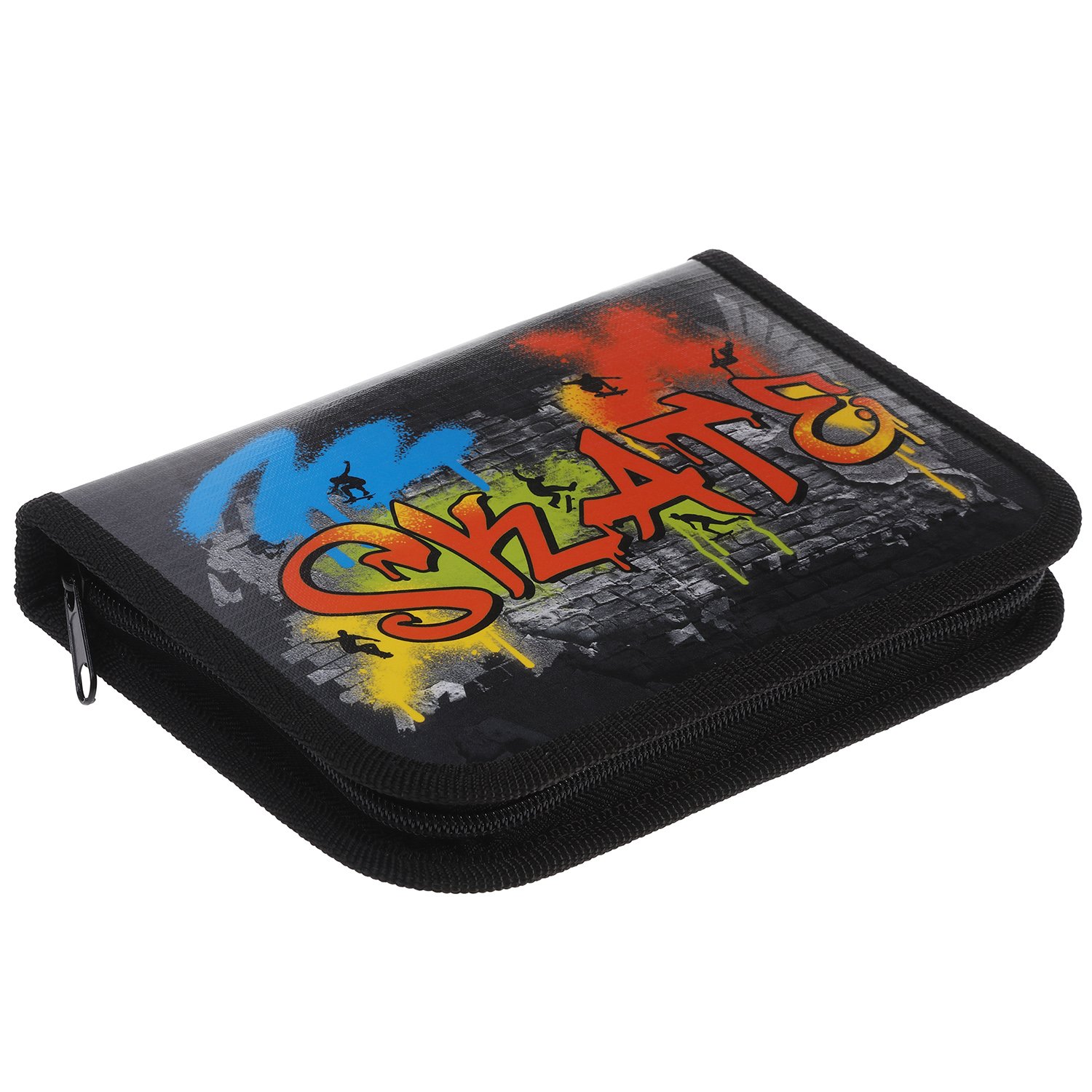 Пенал 190х130мм 1 отделение на молнии с откидной планкой глянц.ламин.тиснение -На скейте- с табл.умножения  в индив.упак.