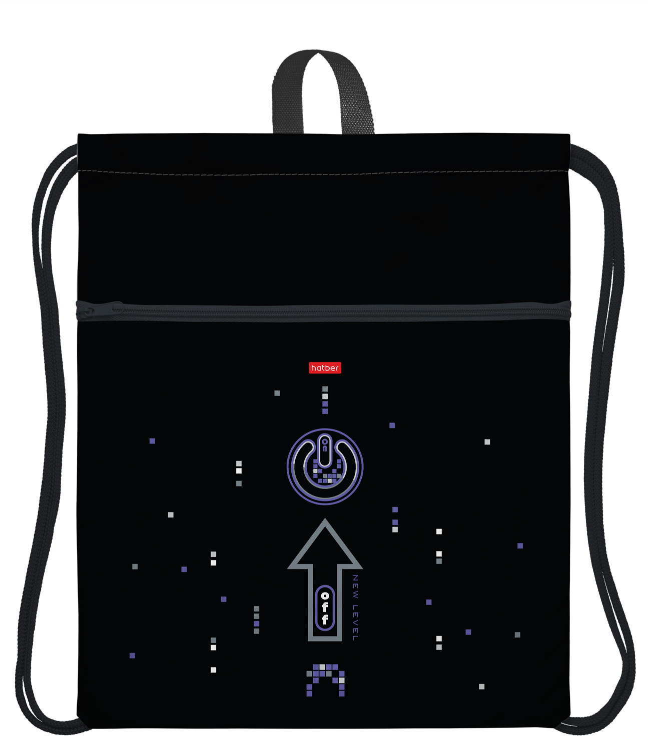 Мешок для сменной обуви 36х47см с карманом на молнии и петлей для подвеса 1 отделение - ПереЗАГРУЗКА-  в индив.упак.