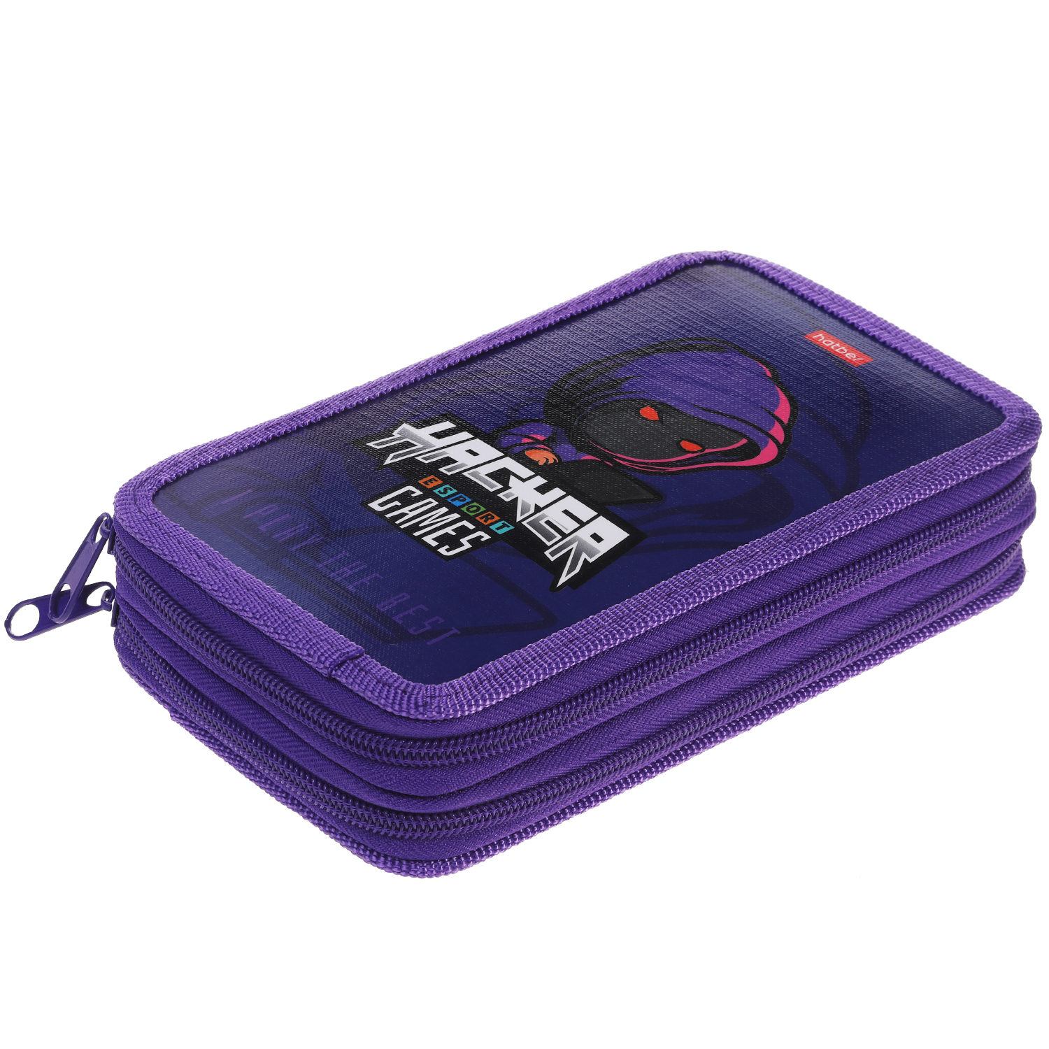 Пенал 190х110мм 2 отделения на молнии глянц.ламин.тиснение-Геймеры- с табл.умножения в индив.упак. 