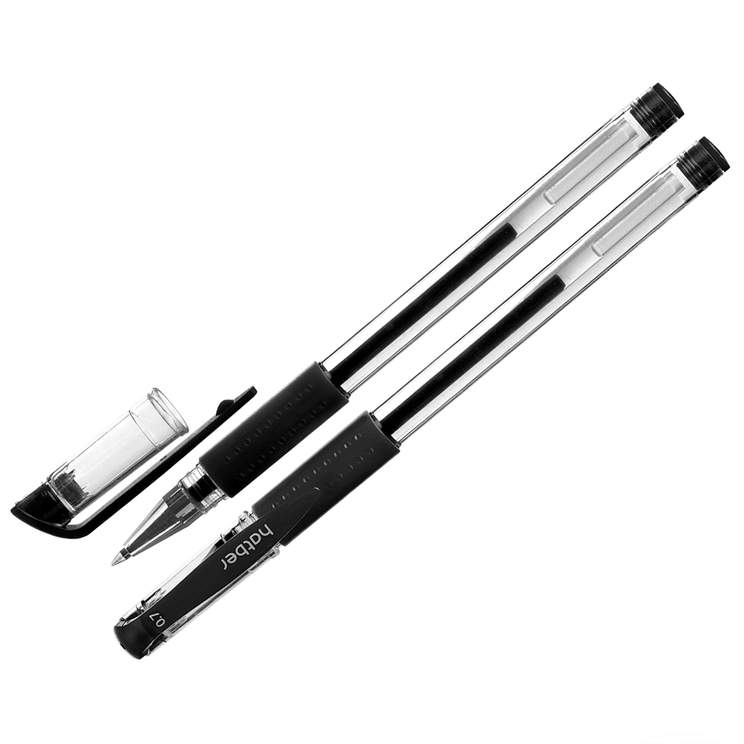 РУЧКА Hatber гелевая Test Черная 0,7мм с резиновым грипом  12 шт. в картонной коробке