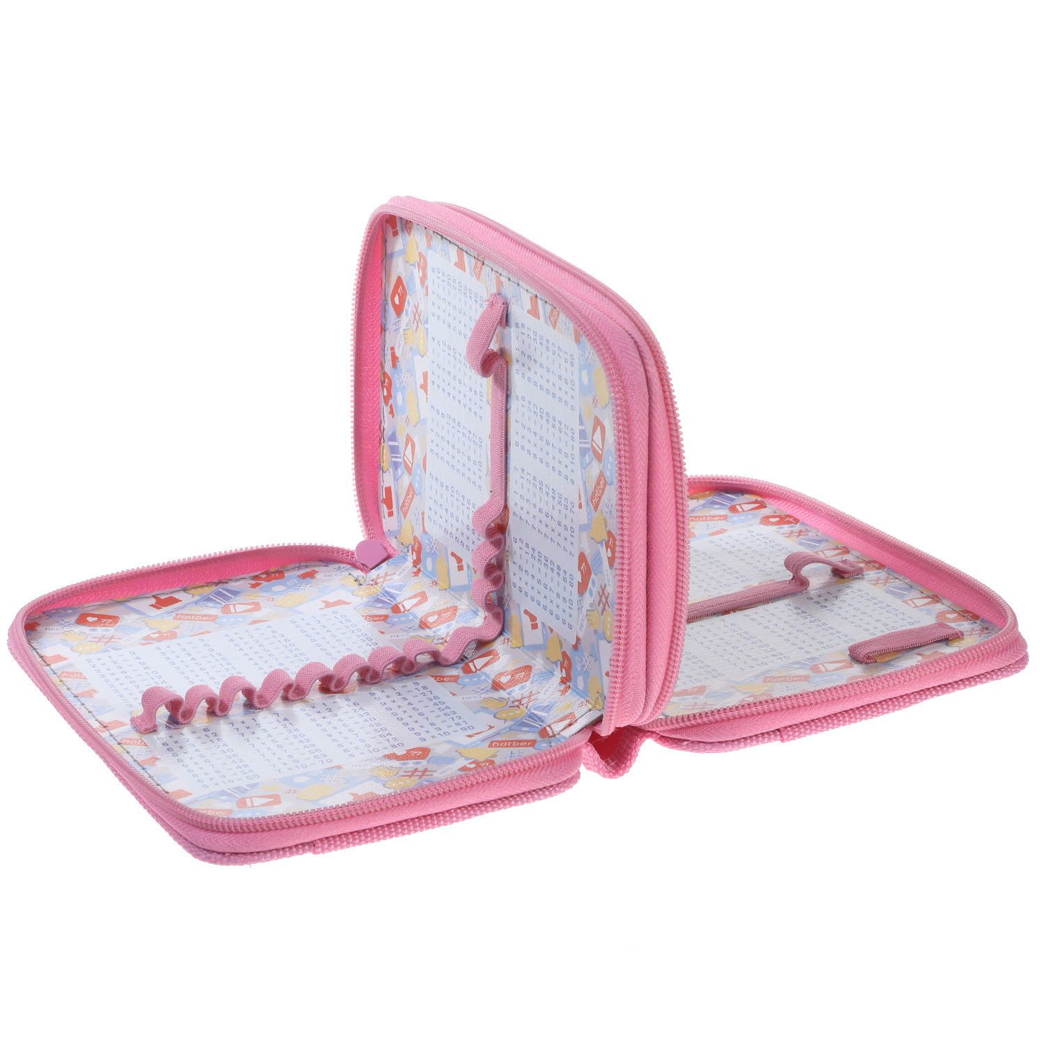 Пенал 190х110мм 2 отделения на молнии глянц.ламин.тиснение -Нежные моменты- с табл.умножения в индив.упак. 