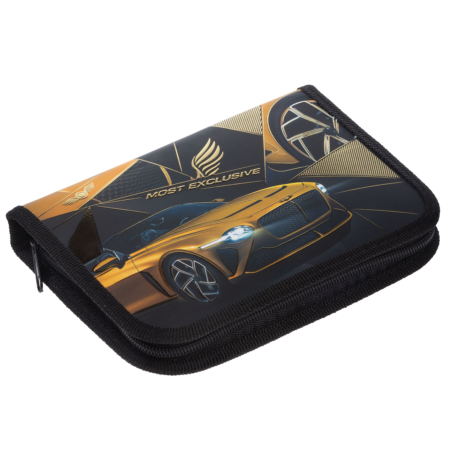 Пенал 190х130мм 1 отделение на молнии мат.ламин. 3D фольга -Эксклюзивные авто- с табл.умножения  в индив.упак.