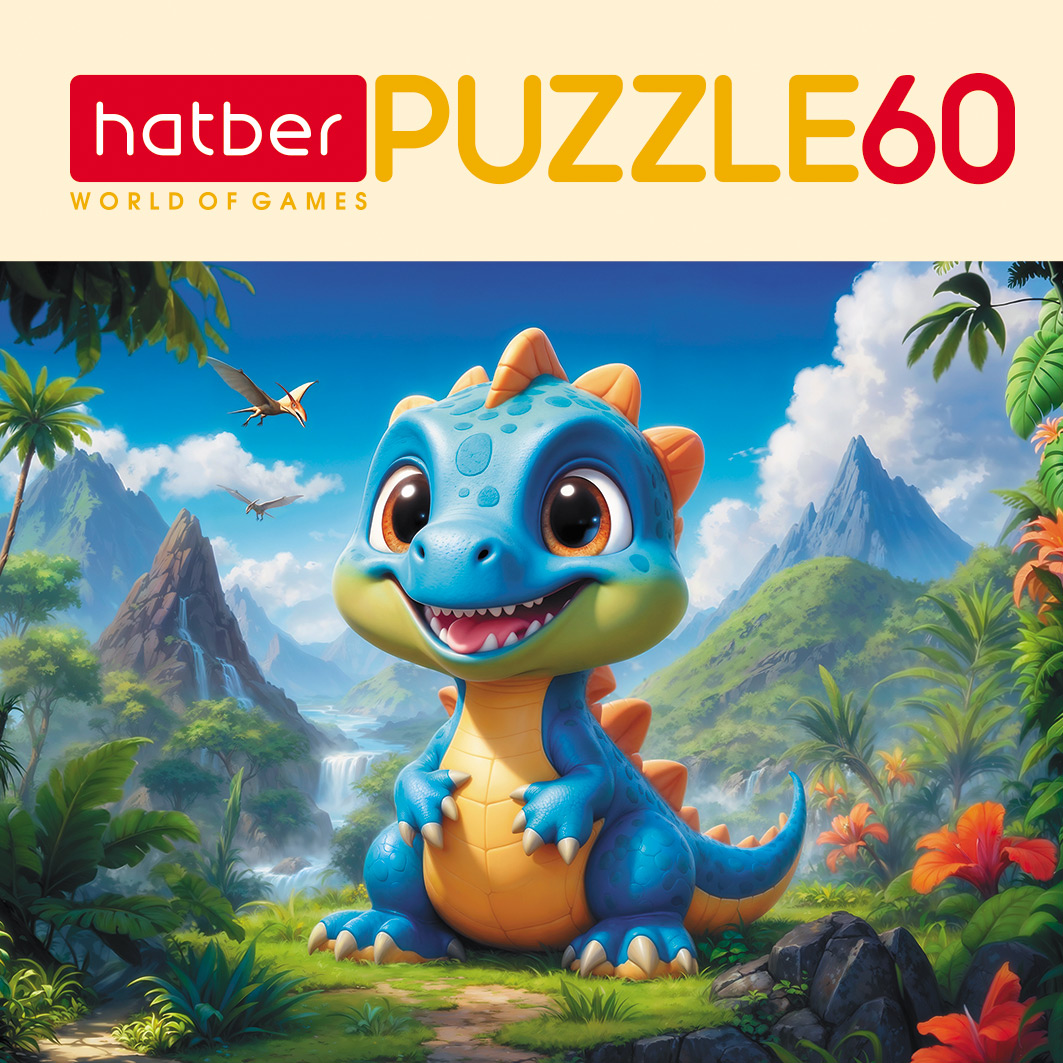 ПАЗЛЫ для детей 60 элементов А5ф 230Х165мм  -Веселый Дино- 