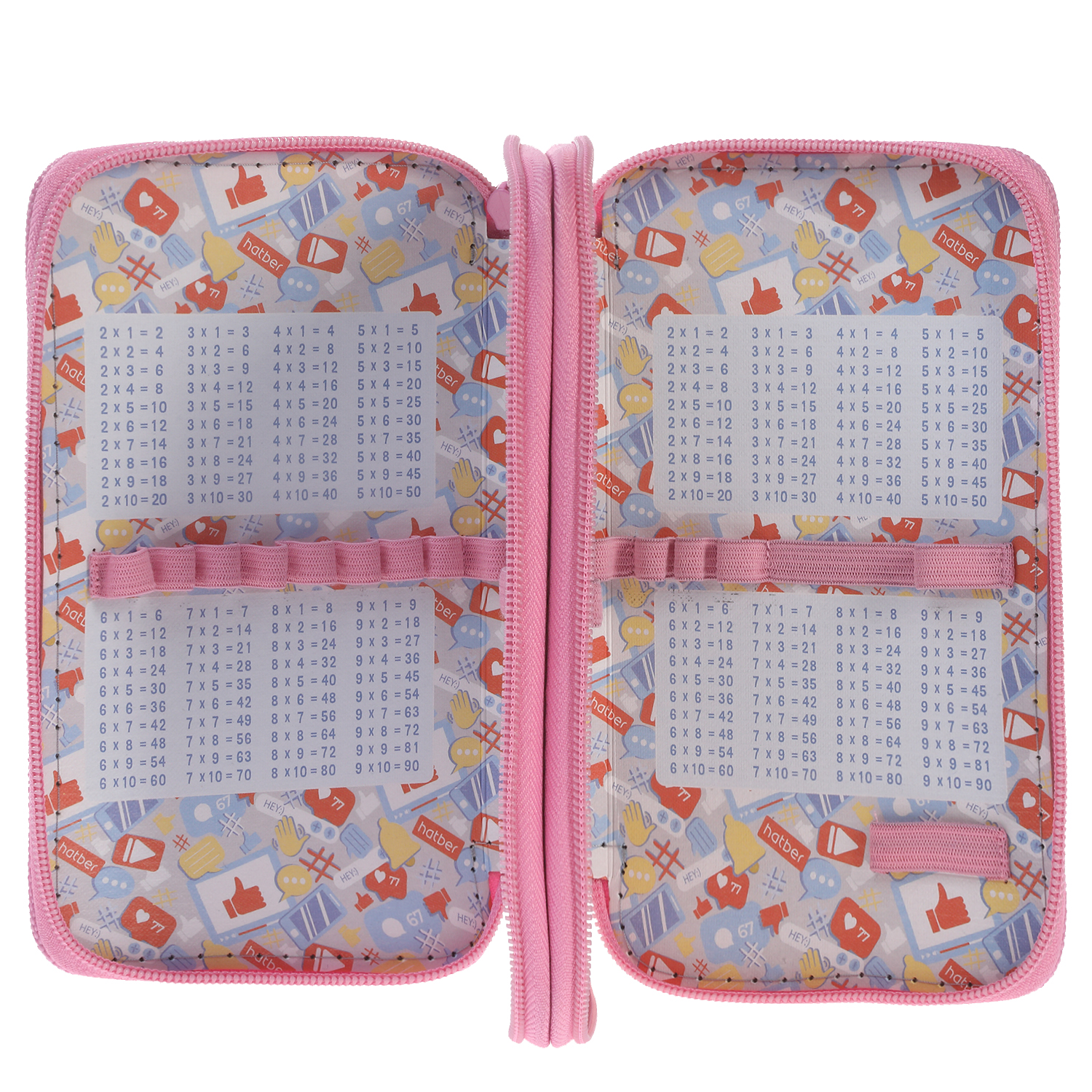 Пенал 190х110мм 2 отделения на молнии глянц.ламин.тиснение -Нежные моменты- с табл.умножения в индив.упак. 