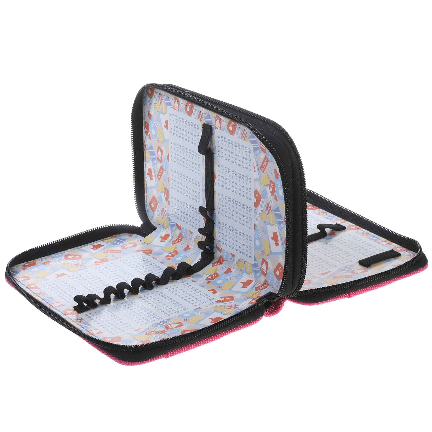 Пенал 190х110мм 2 отделения на молнии глянц.ламин.тиснение -Селфи- с табл.умножения в индив.упак. 