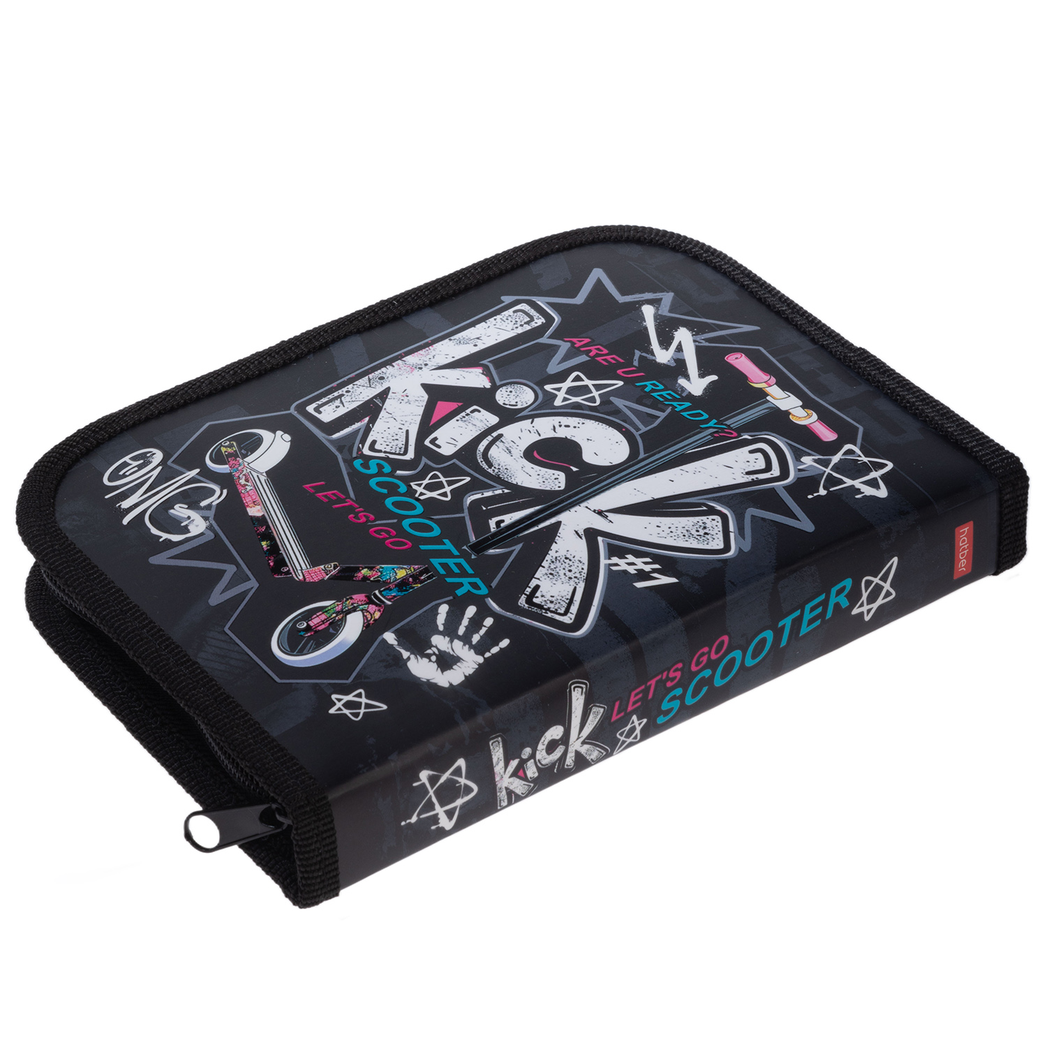 Пенал 190х130мм 1 отделение на молнии с откидной планкой мат.ламин. 3D лак -В скейтпарке- с табл.умножения  в индив.упак.