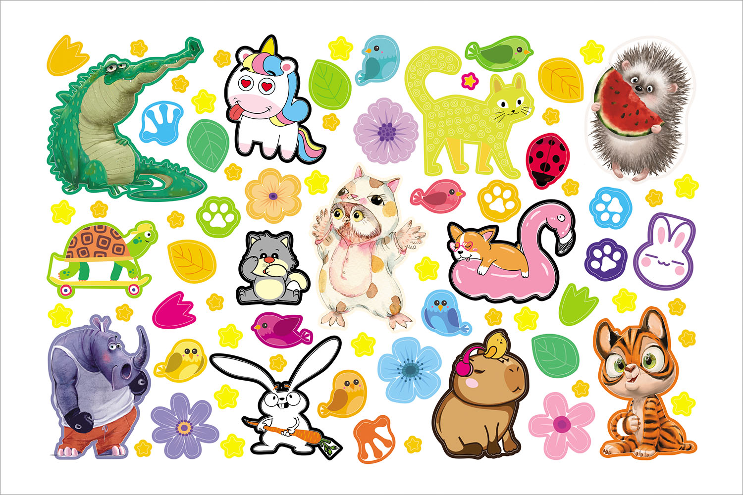 АЛЬБОМ НАКЛЕЕК 8л А5ф на скобе 600 наклеек-Милые и забавные- 