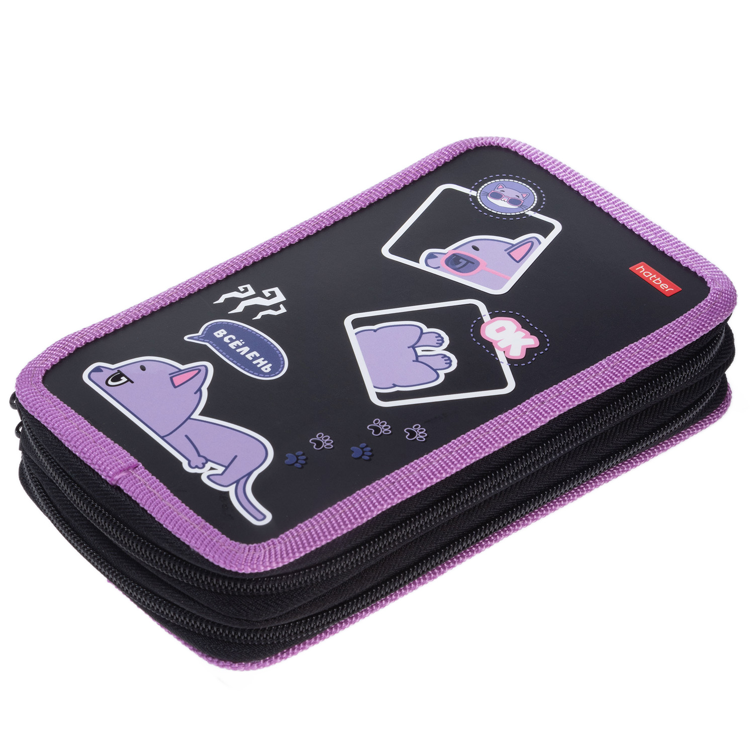 Пенал 190х110мм 2 отделения на молнии мат.ламин. 3D лак- Всё лень- с табл.умножения в индив.упак. 