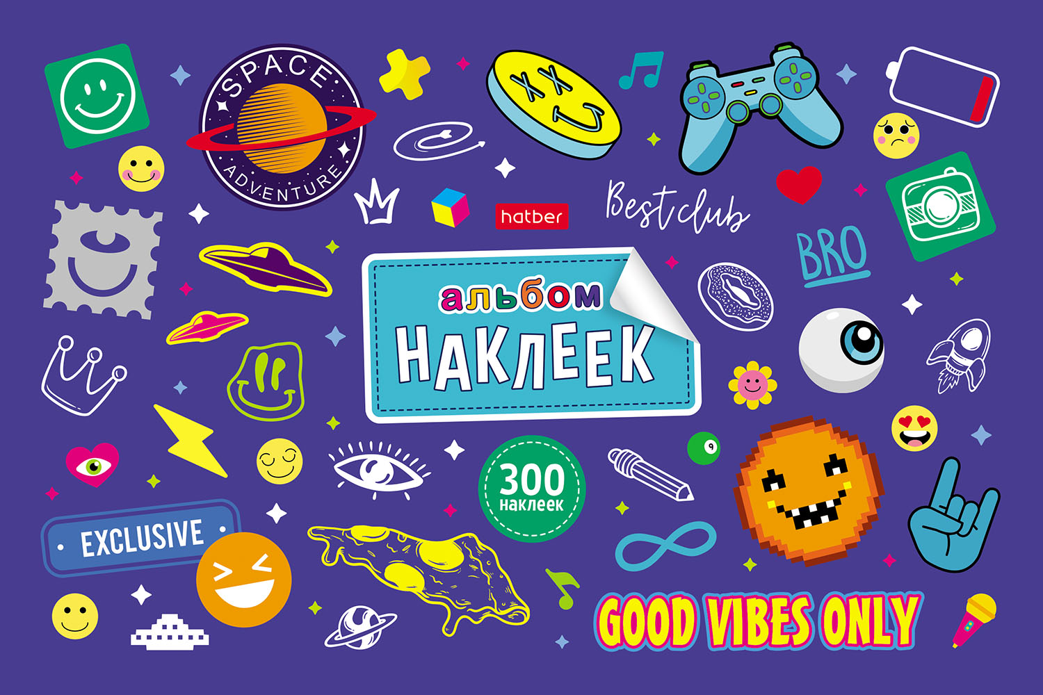 АЛЬБОМ НАКЛЕЕК 4л А5ф на скобе 300 наклеек -Стикеры- 