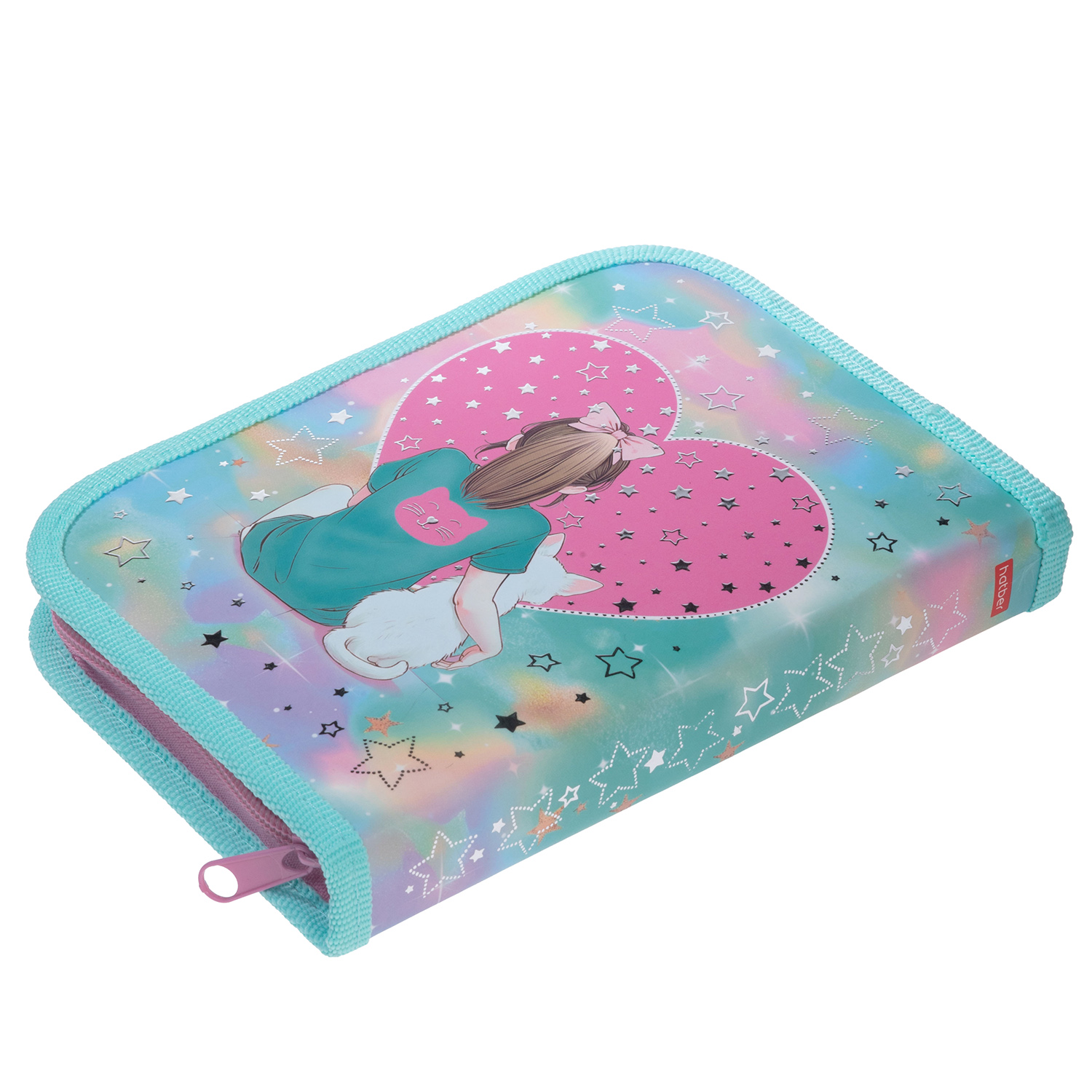 Пенал 190х130мм 1 отделение на молнии с откидной планкой мат.ламин. 3D фольга -Уютное настроение- с табл.умножения  в индив.упак.