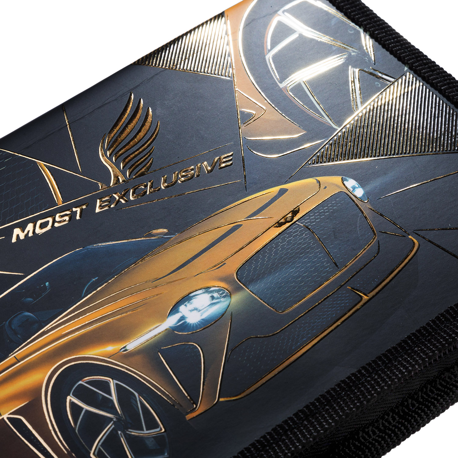 Пенал 190х130мм 1 отделение на молнии мат.ламин. 3D фольга -Эксклюзивные авто- с табл.умножения  в индив.упак.