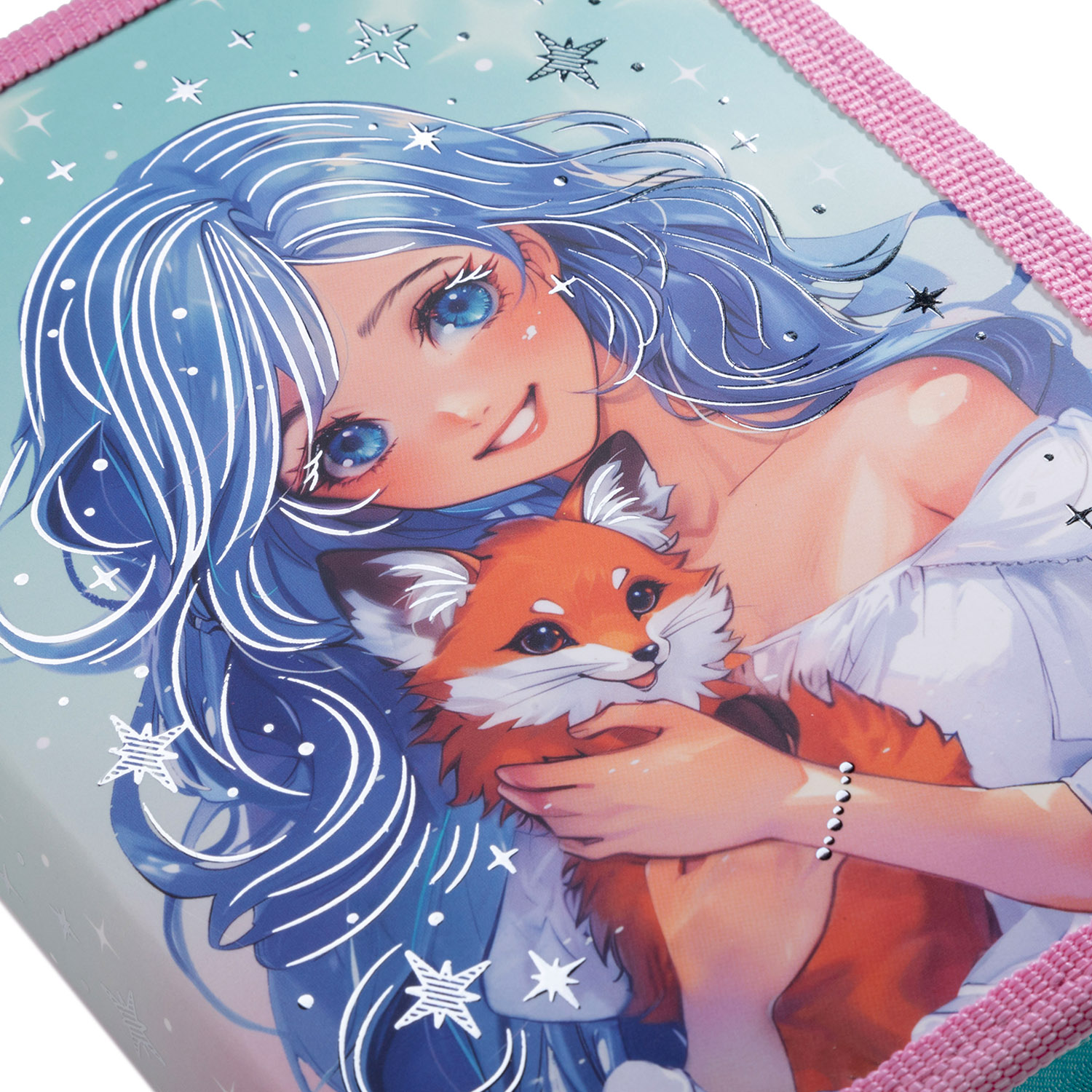 Пенал 190х130мм 1 отделение на молнии мат.ламин. 3D фольга-Милый друг- с табл.умножения  в индив.упак.