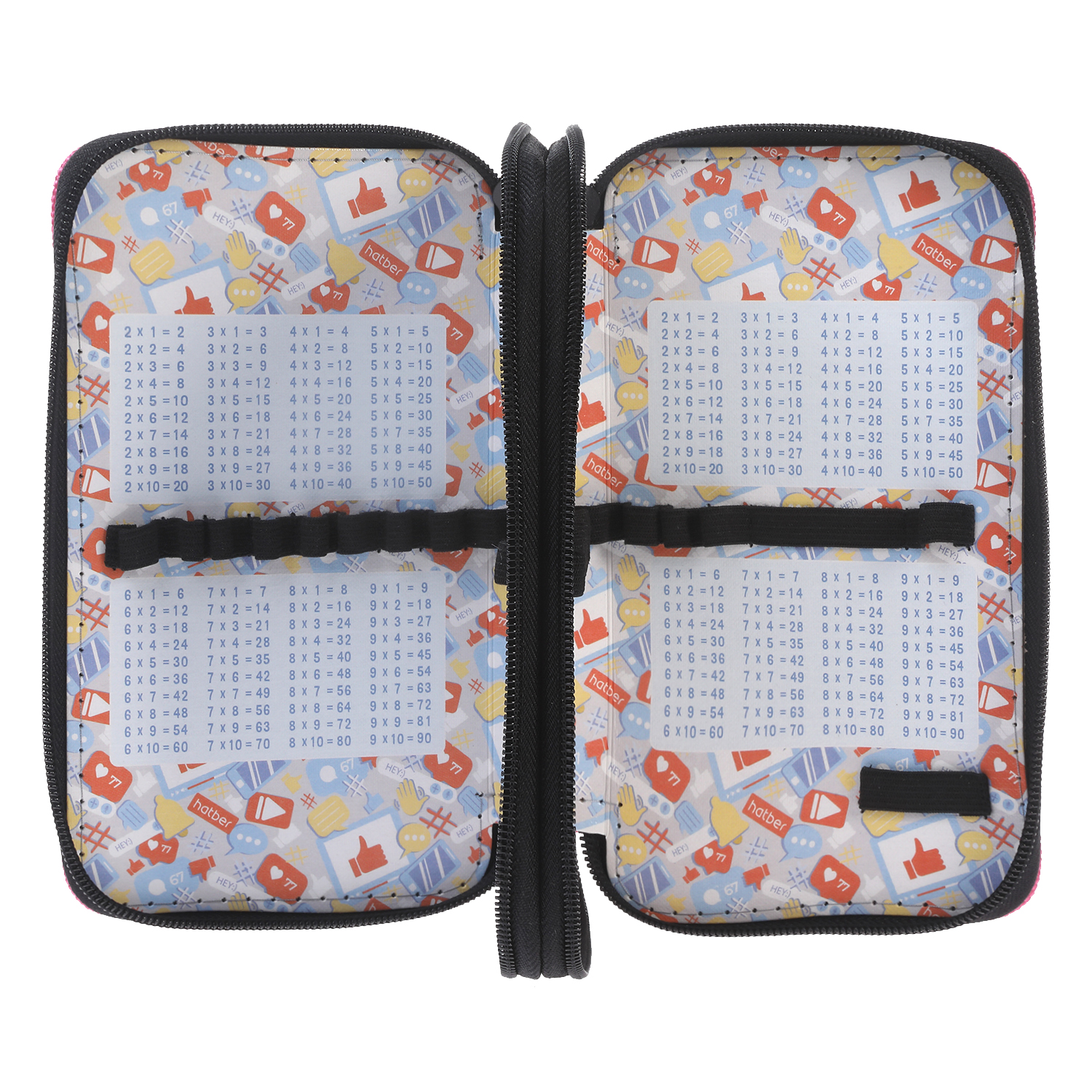 Пенал 190х110мм 2 отделения на молнии глянц.ламин.тиснение -Магия бабочек- с табл.умножения в индив.упак. 