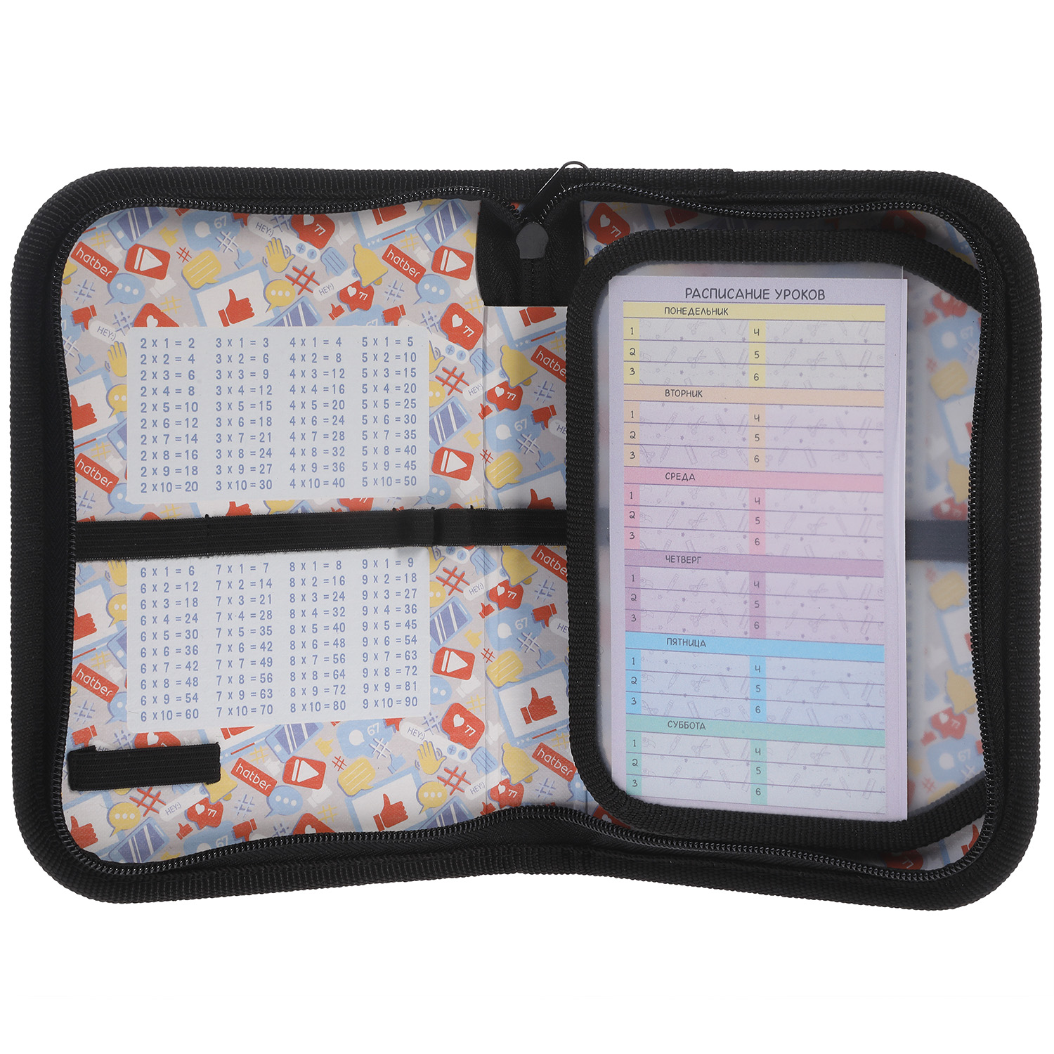 Пенал 190х130мм 1 отделение на молнии с откидной планкой глянц.ламин.тиснение -На скейте- с табл.умножения  в индив.упак.