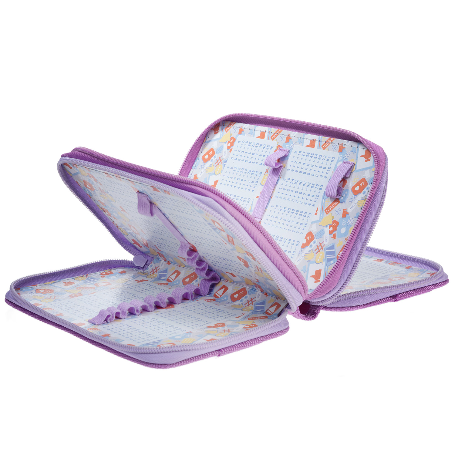 Пенал 190х110мм 3 отделения на молнии глянц. ламин. -Что снится котикам?- с табл.умножения  в индив.упак.