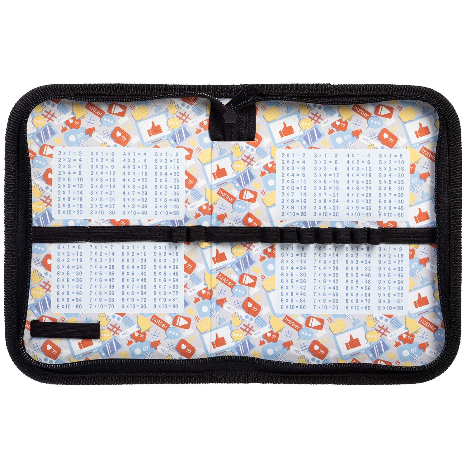 Пенал 190х130мм 1 отделение на молнии мат.ламин. 3D фольга -Cat fashion- с табл.умножения  в индив.упак.