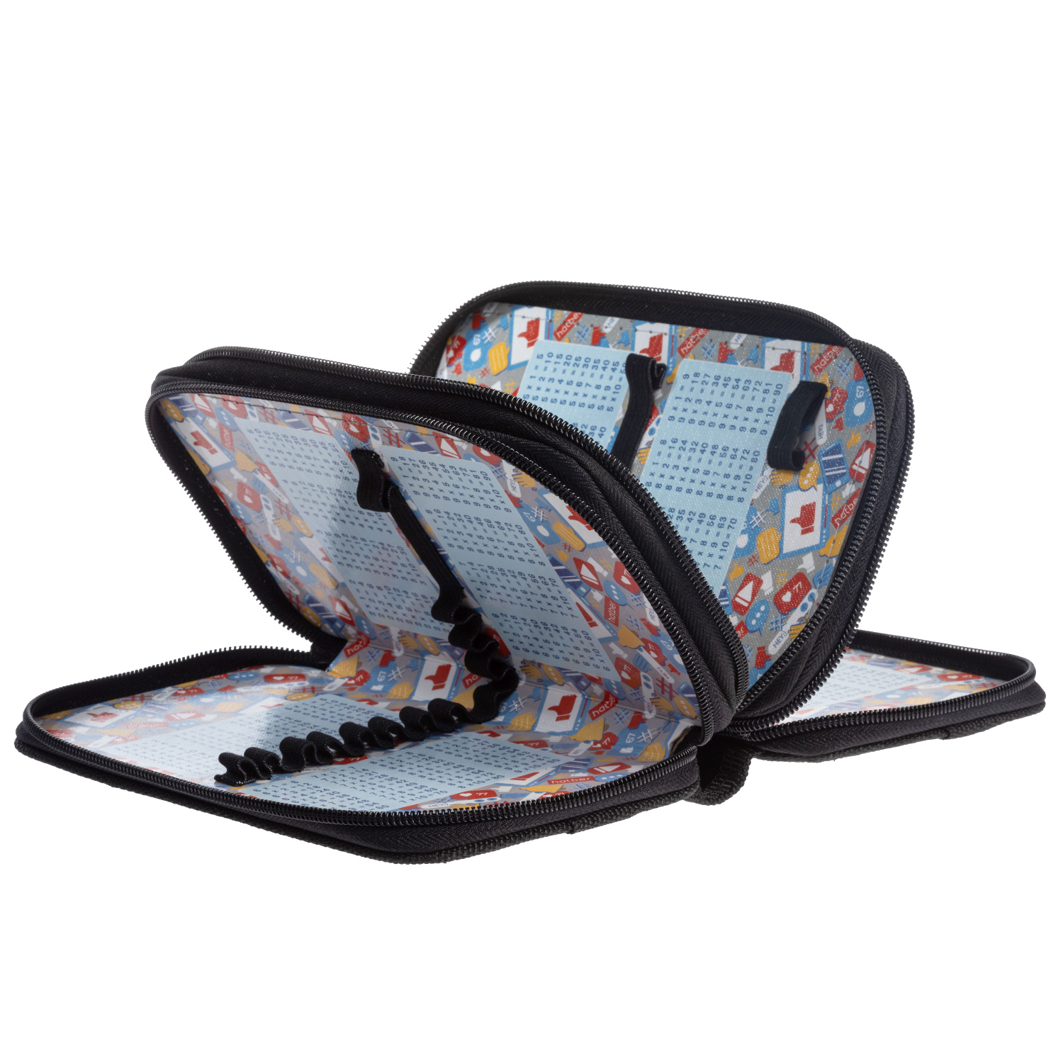 Пенал 190х110мм 3 отделения на молнии глянц. ламин.-Color Warrior- с табл.умножения  в индив.упак.