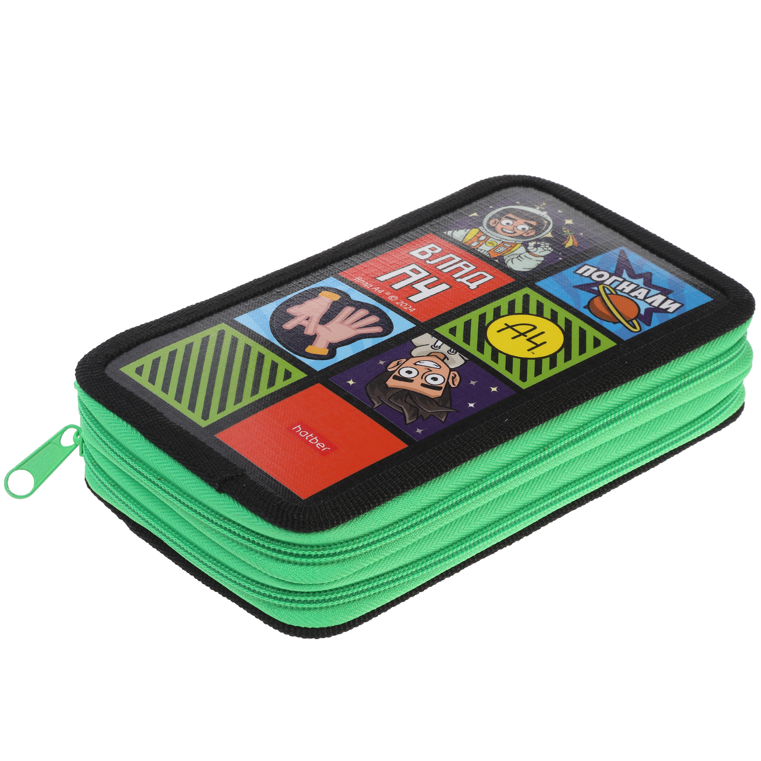 Пенал 190х110мм 2 отделения на молнии глянц.ламин.тиснение -Влад А4- в индив.упак. 