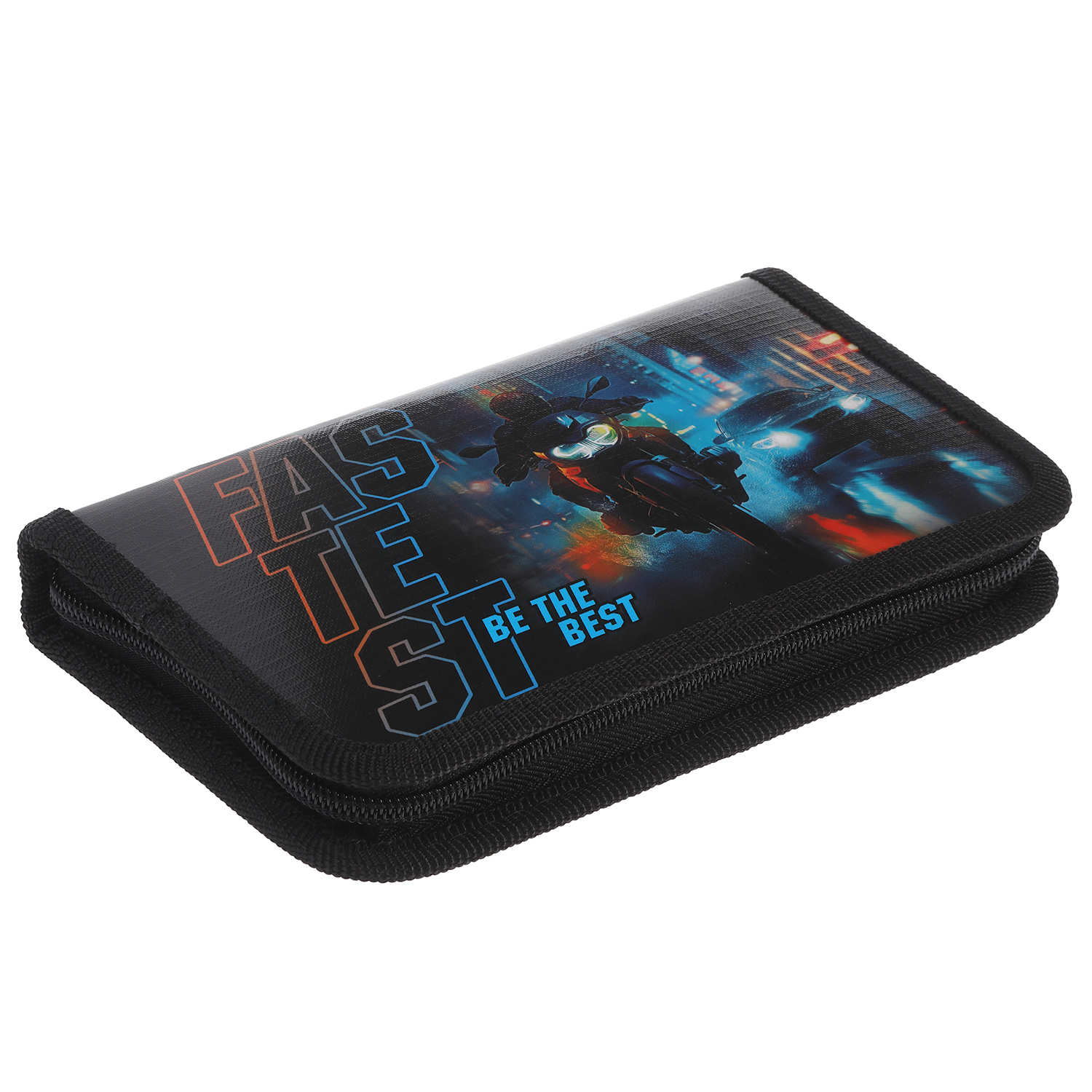 Пенал 190х115мм 1 отделение на молнии глянц.ламин.тиснение -СПОРТБАЙК- с табл.умножения  в индив.упак.