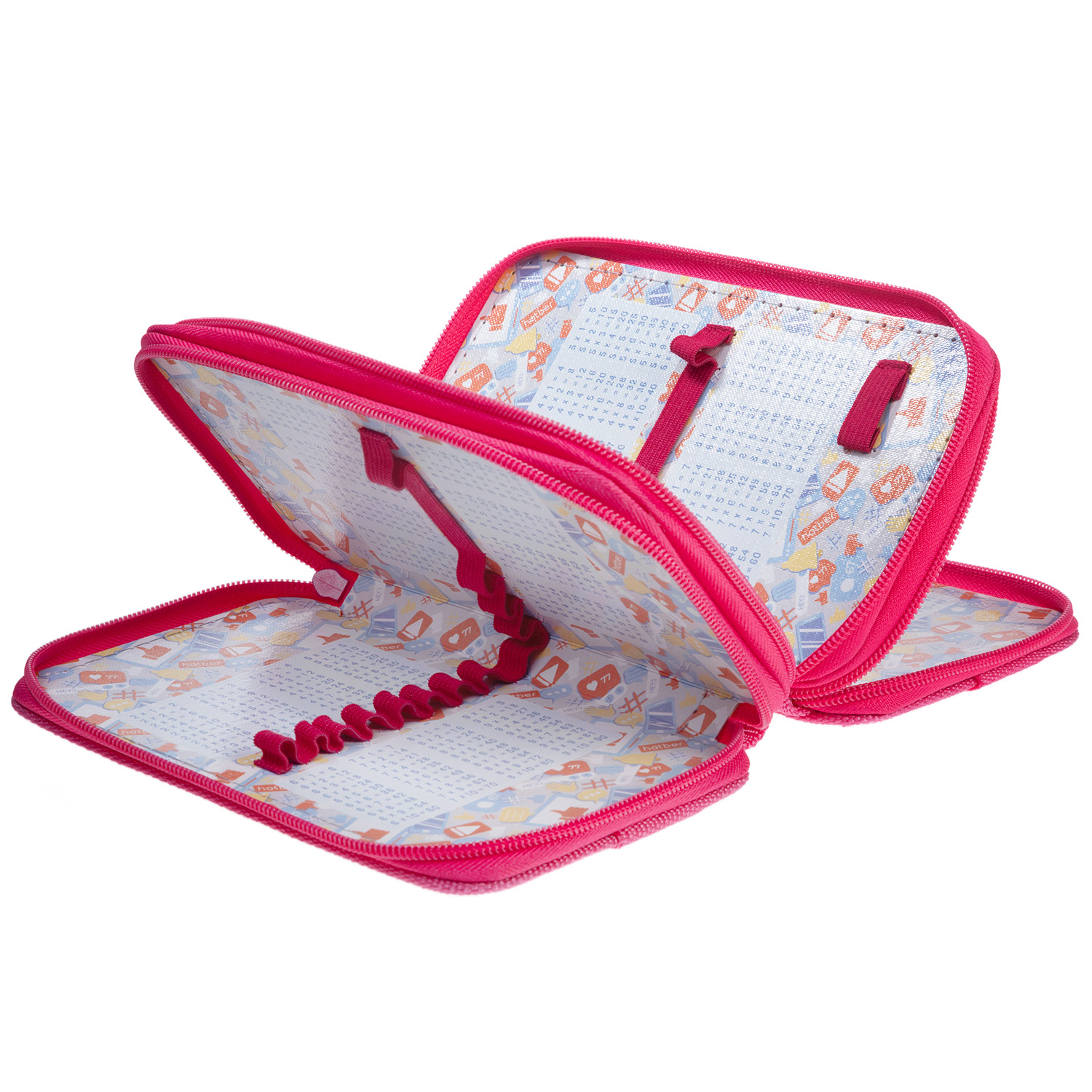 Пенал 190х110мм 3 отделения на молнии глянц. ламин. -В модном чате- с табл.умножения  в индив.упак.