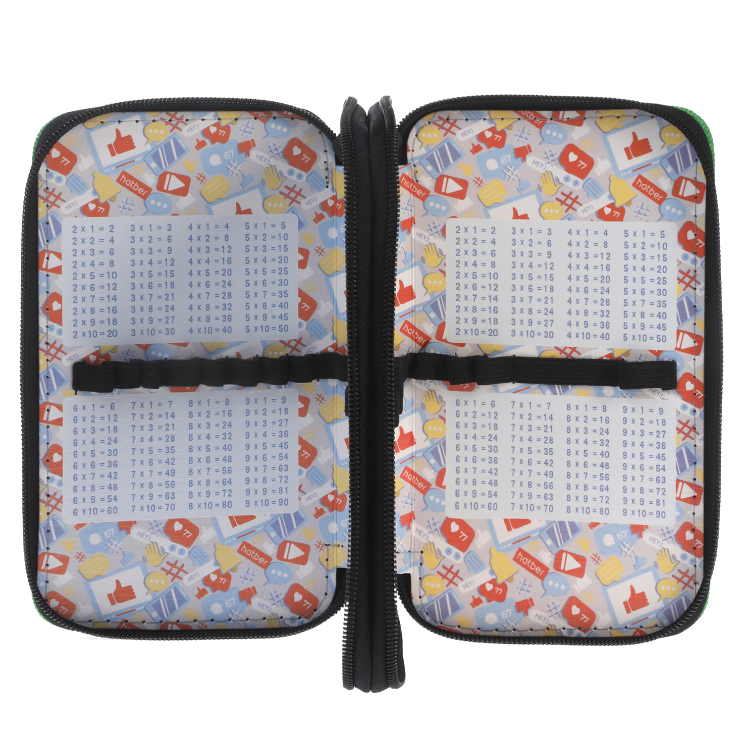 Пенал 190х110мм 2 отделения на молнии глянц.ламин.тиснение -LETS GO PLAY- с табл.умножения в индив.упак. 