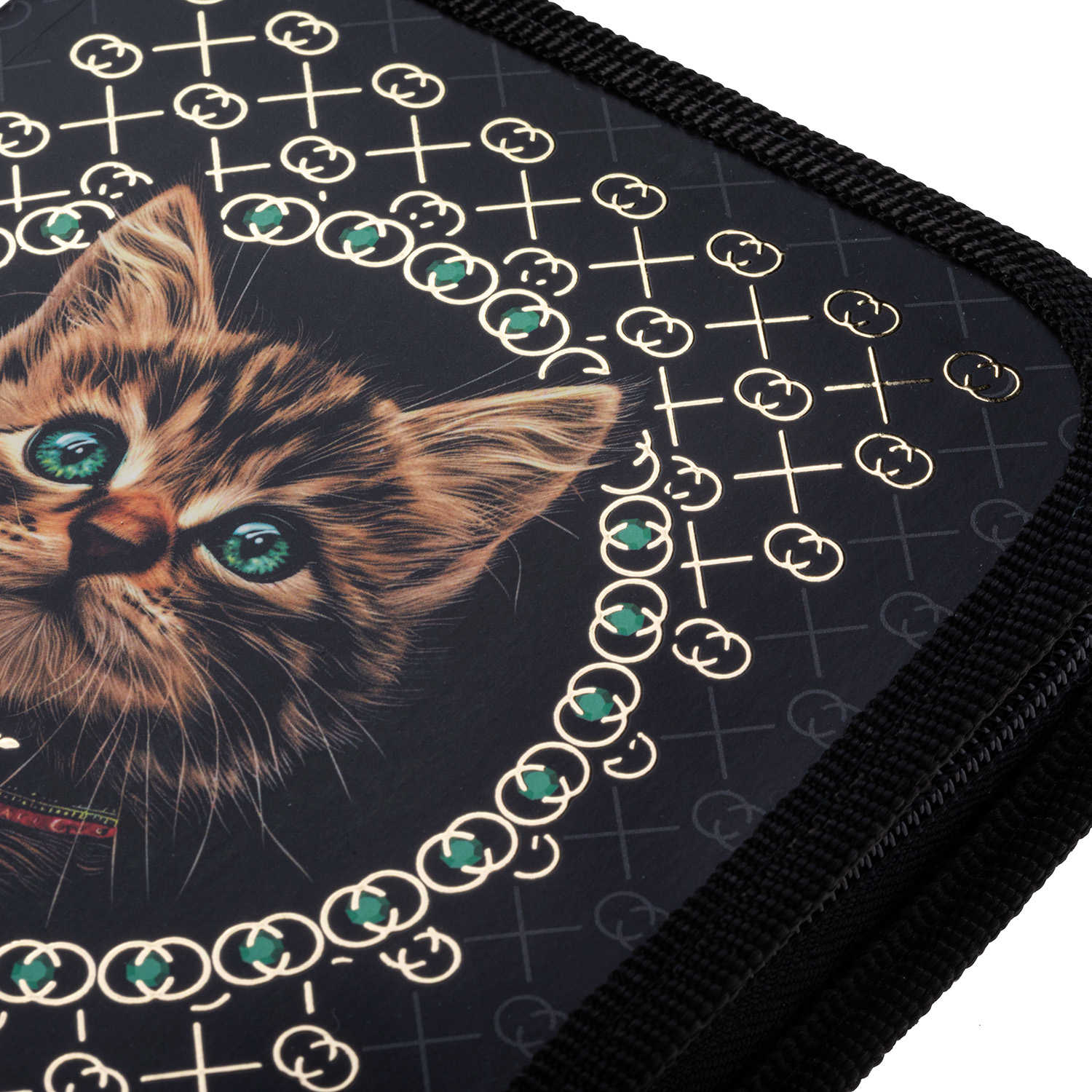 Пенал 190х130мм 1 отделение на молнии мат.ламин. 3D фольга -Cat fashion- с табл.умножения  в индив.упак.