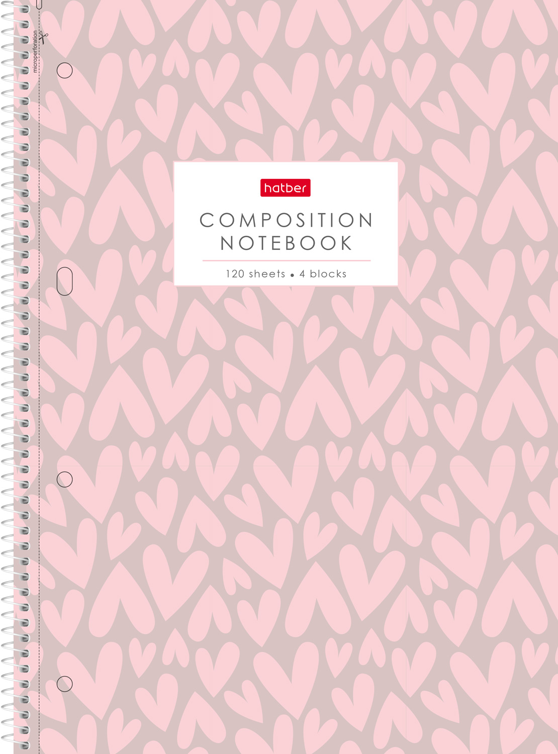 Тетрадь с твердой обложкой 120л А4ф на спирали 4 цв. разделителя Многоуров.перфорация ламинац.SOFT-TOUCH- LOVE IS....-  в индив.упак.