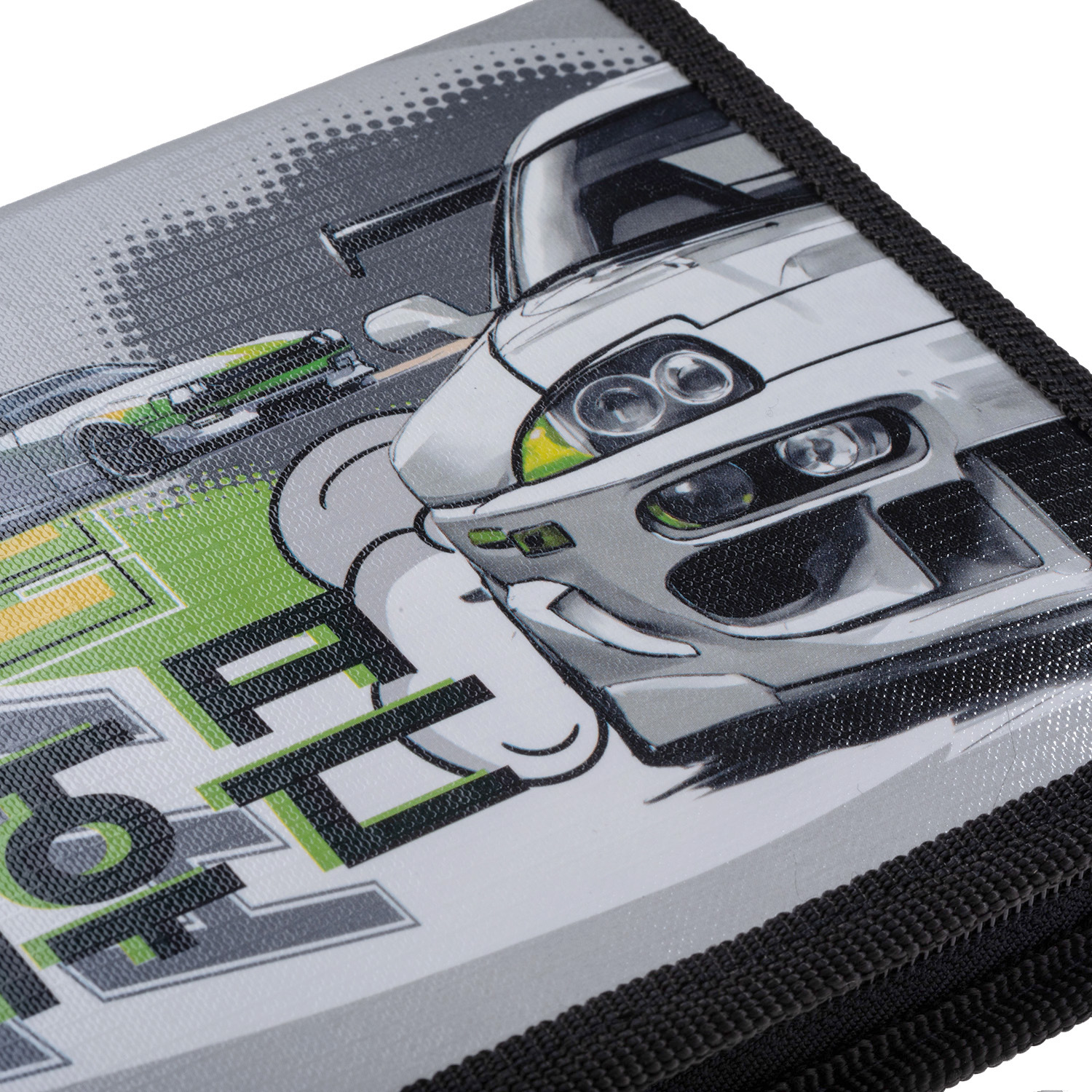 Пенал 190х130мм 1 отделение на молнии глянц.ламин.тиснение -Гоночные легенды- с табл.умножения в индив.упак. 