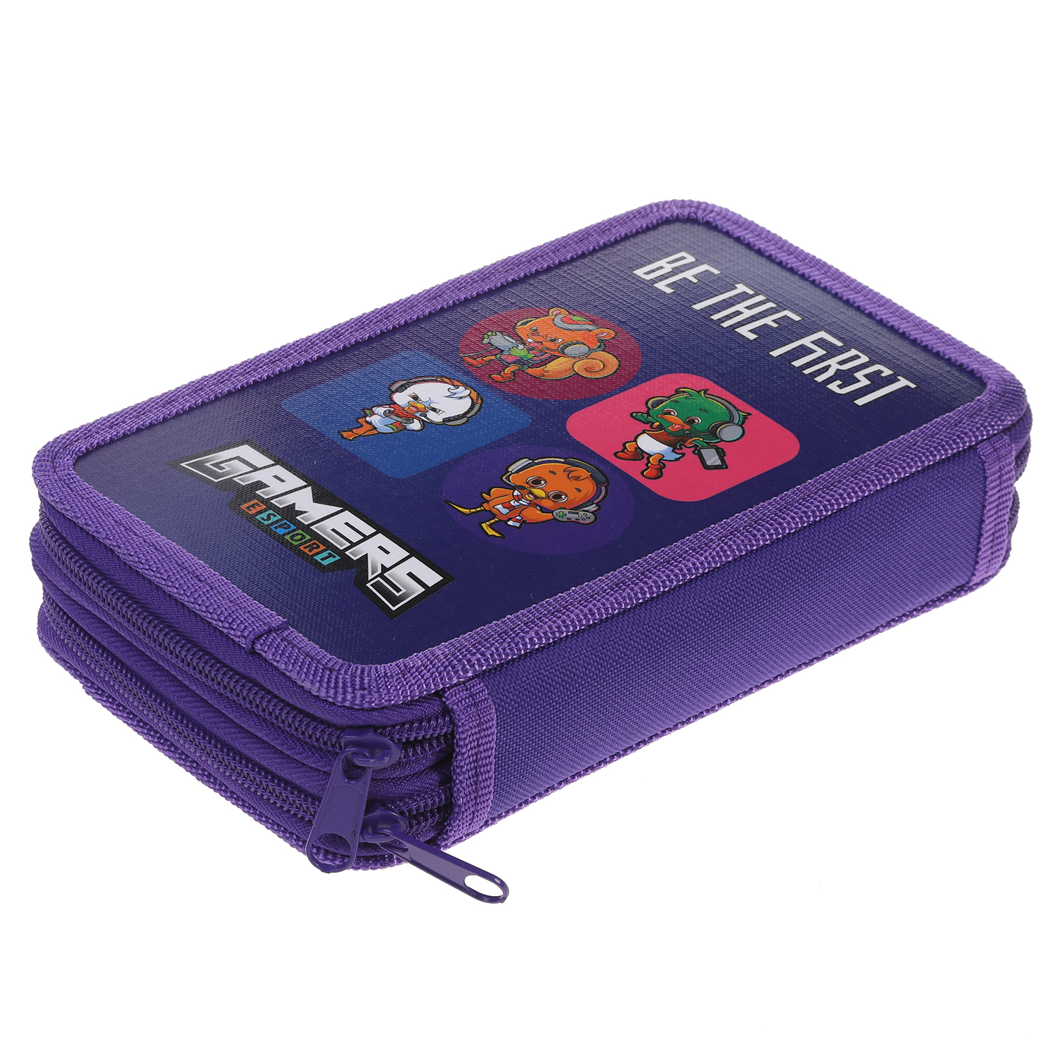 Пенал 190х110мм 2 отделения на молнии глянц.ламин.тиснение-Геймеры- с табл.умножения в индив.упак. 