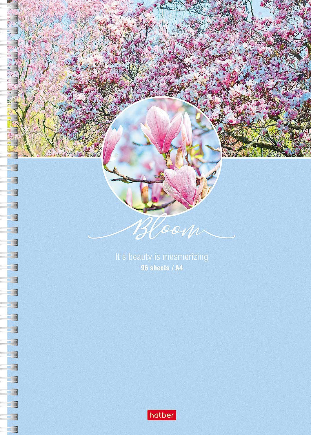 Тетрадь 96л А4ф клетка 60-65г/кв.м Многоуров.перфорация на гребне 4 диз.в блоке серия  -Красота цветения- 