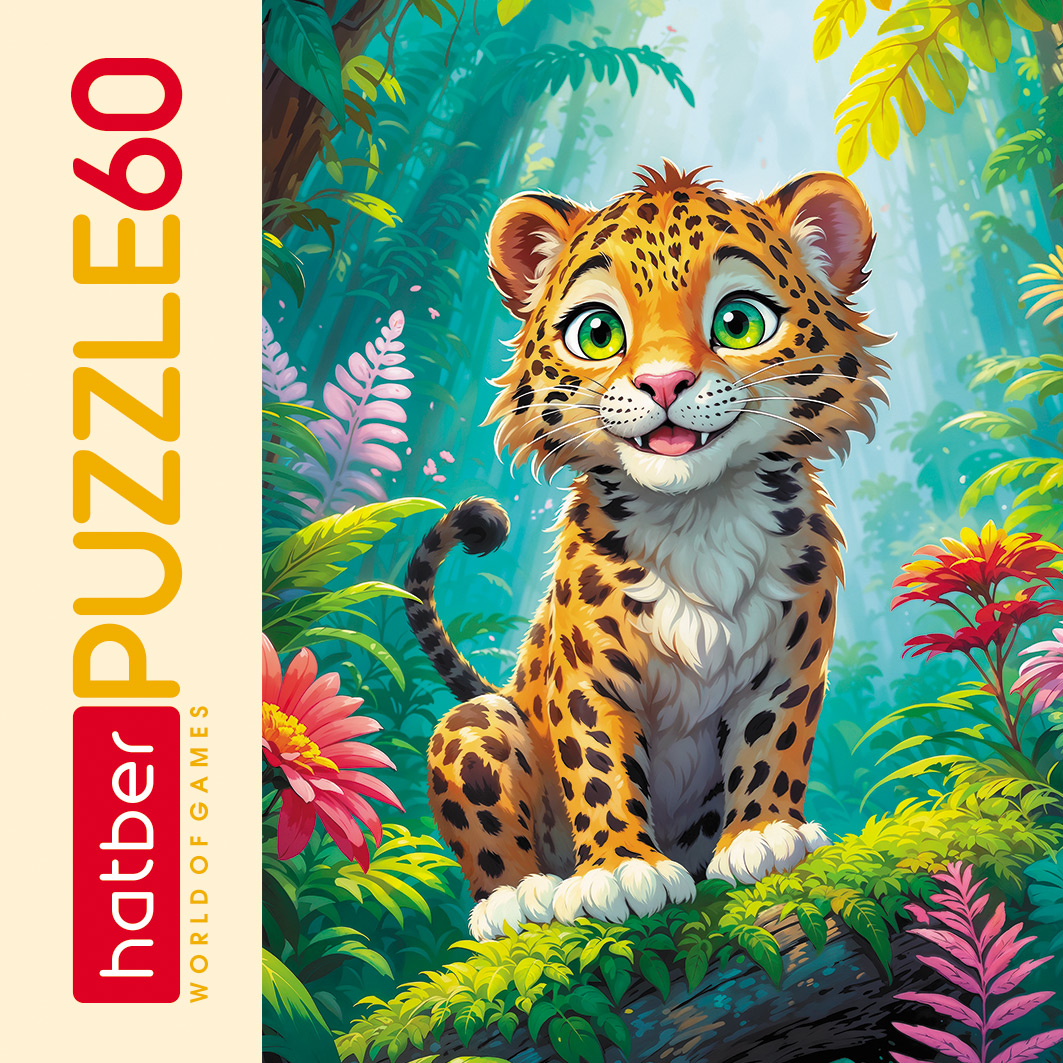 ПАЗЛЫ для детей 60 элементов А5ф 165х230мм  -Леопардик- 