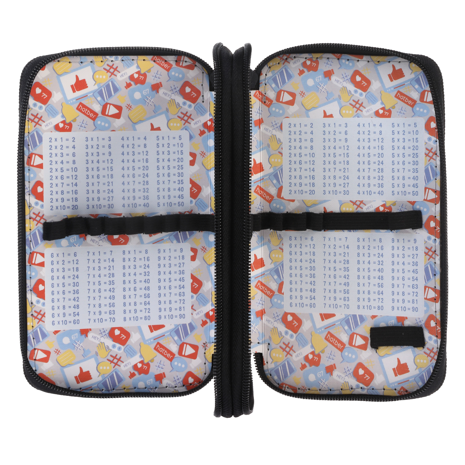 Пенал 190х110мм 2 отделения на молнии глянц.ламин.тиснение -Gamer zone- с табл.умножения в индив.упак. 