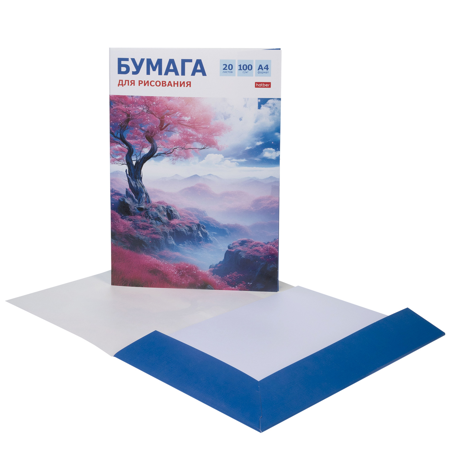 Набор бумаги для рисования 20л А4ф 100г/кв.м в папке тиснение-Волшебное дерево- 