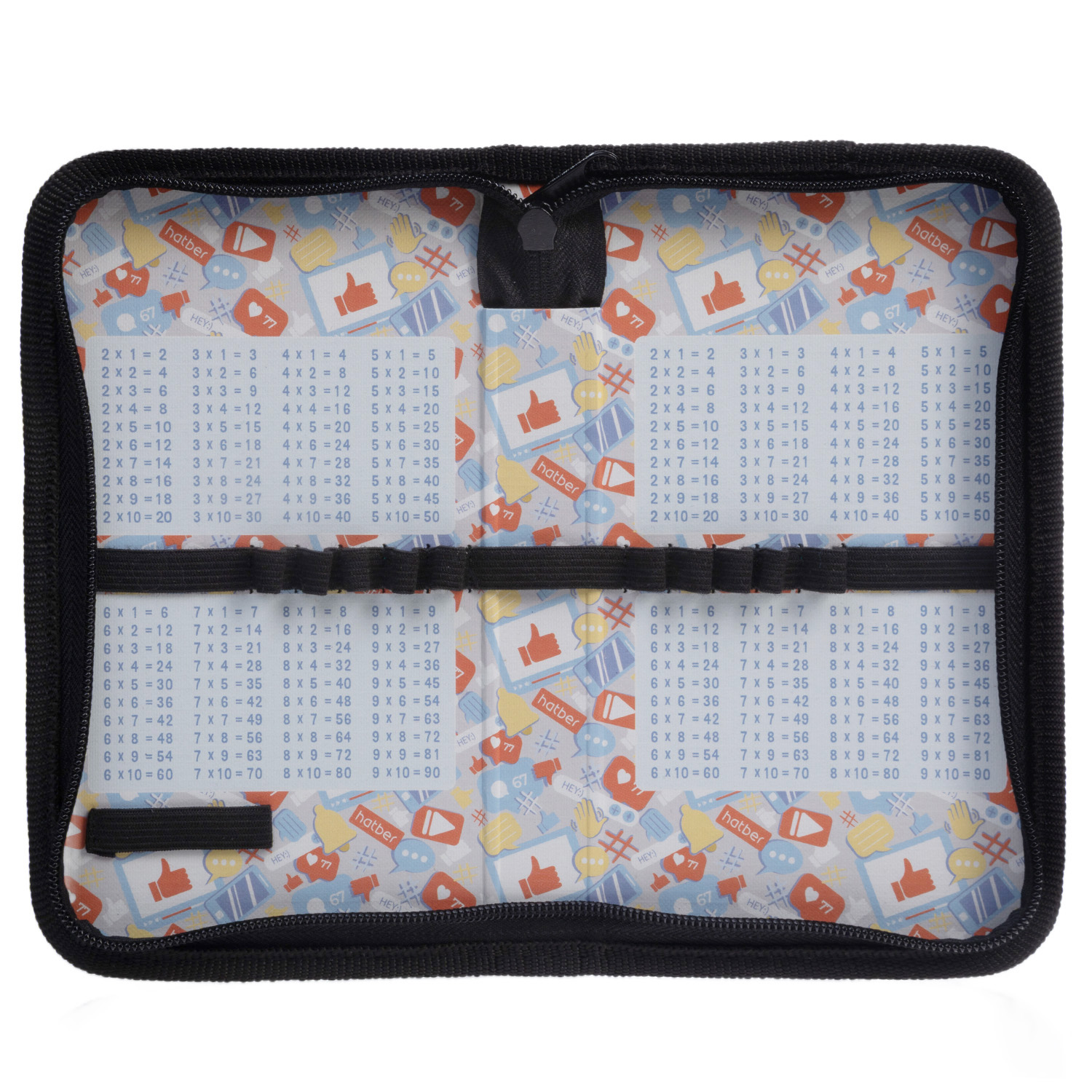 Пенал 190х115мм 1 отделение на молнии мат.ламин. 3D лак-Black and white- с табл.умножения  в индив.упак.