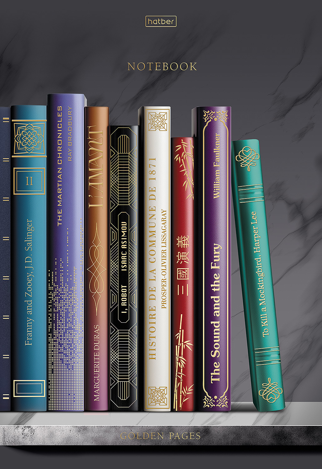 Тетрадь 96л А4ф клетка на скобе 3 диз. в блоке мат.ламин. 3D фольга серия -Золотые страницы- 