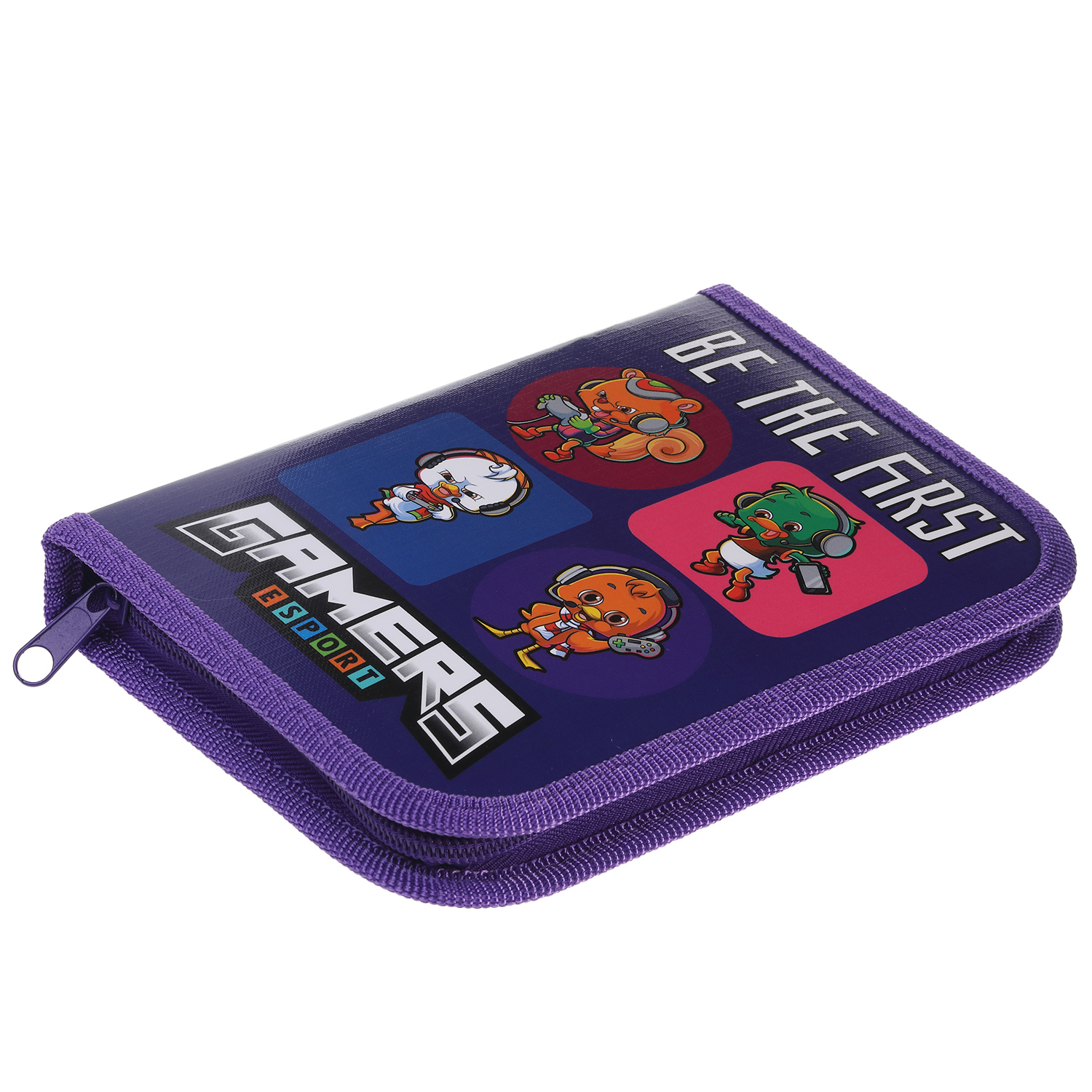 Пенал 190х130мм 1 отделение на молнии глянц.ламин.тиснение-Геймеры- с табл.умножения в индив.упак. 