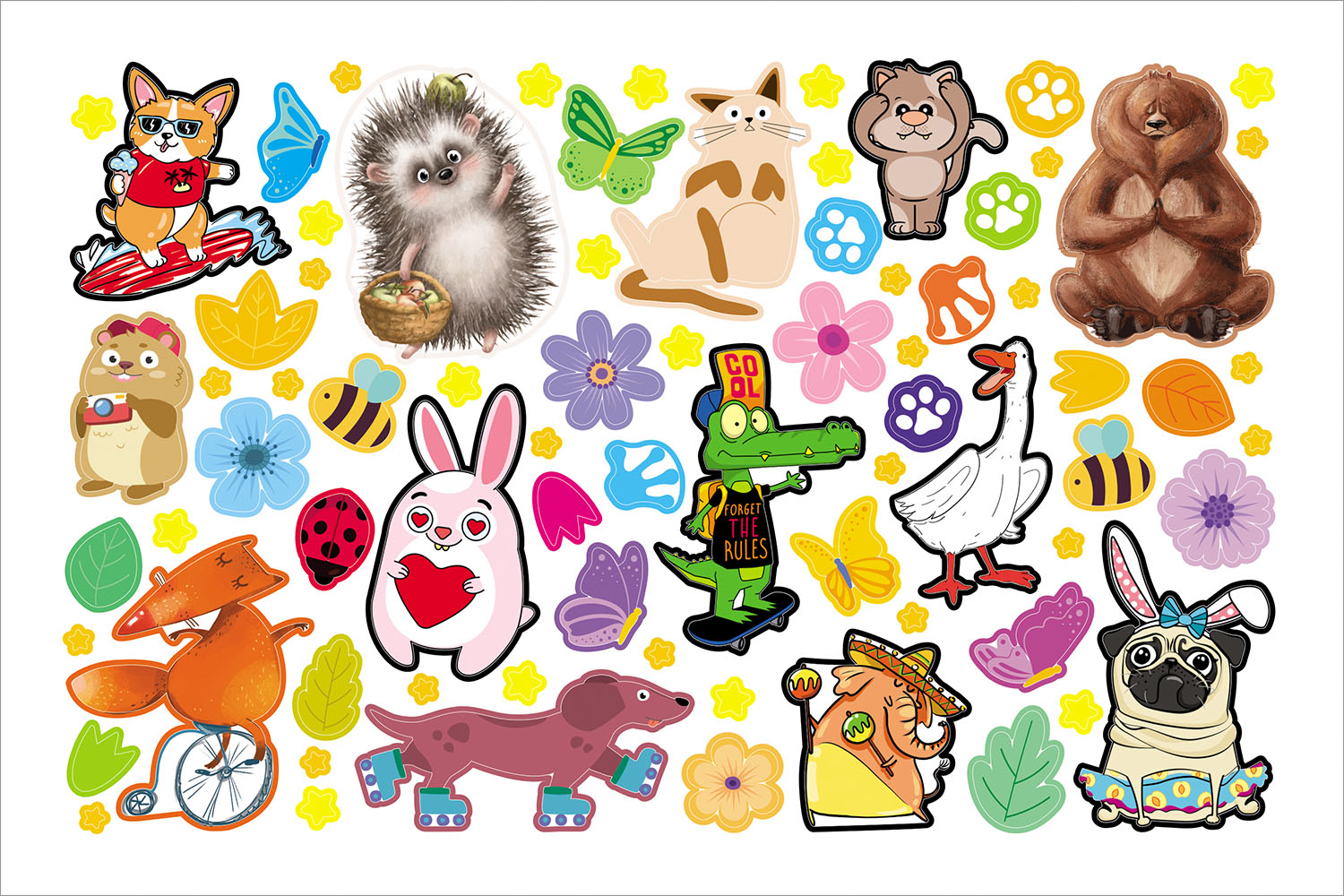 АЛЬБОМ НАКЛЕЕК 8л А5ф на скобе 600 наклеек-Милые и забавные- 