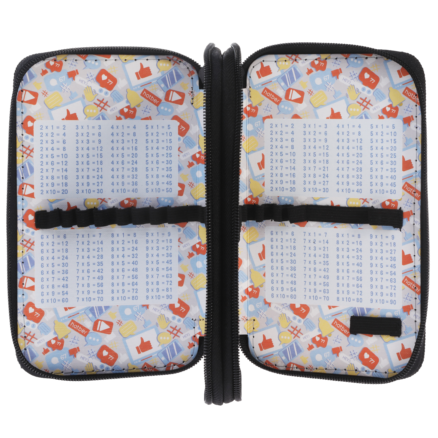 Пенал 190х110мм 2 отделения на молнии глянц.ламин.тиснение -Off road- с табл.умножения в индив.упак. 