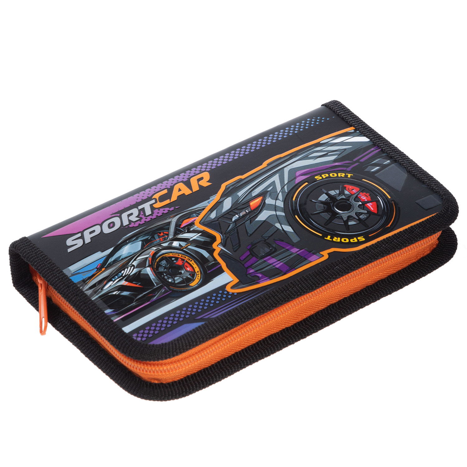 Пенал 190х115мм 1 отделение на молнии мат.ламин. 3D лак-Sport car- с табл.умножения  в индив.упак.
