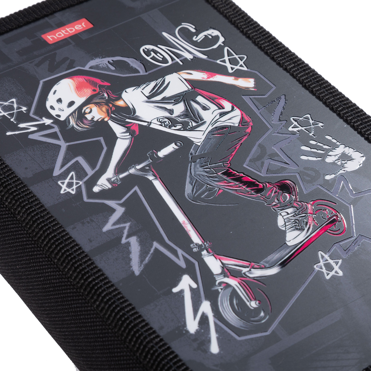 Пенал 190х110мм 2 отделения на молнии мат.ламин. 3D лак -В скейтпарке- с табл.умножения в индив.упак. 