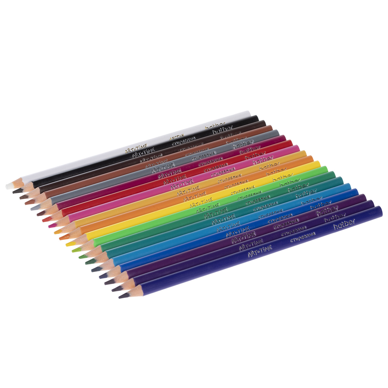Карандаши цветные стираемые пластиковые трехгран.корпус 18 цв. + 1 карандаш-ластик -ART-TIME- заточен.  в карт. короб. с европодвесом