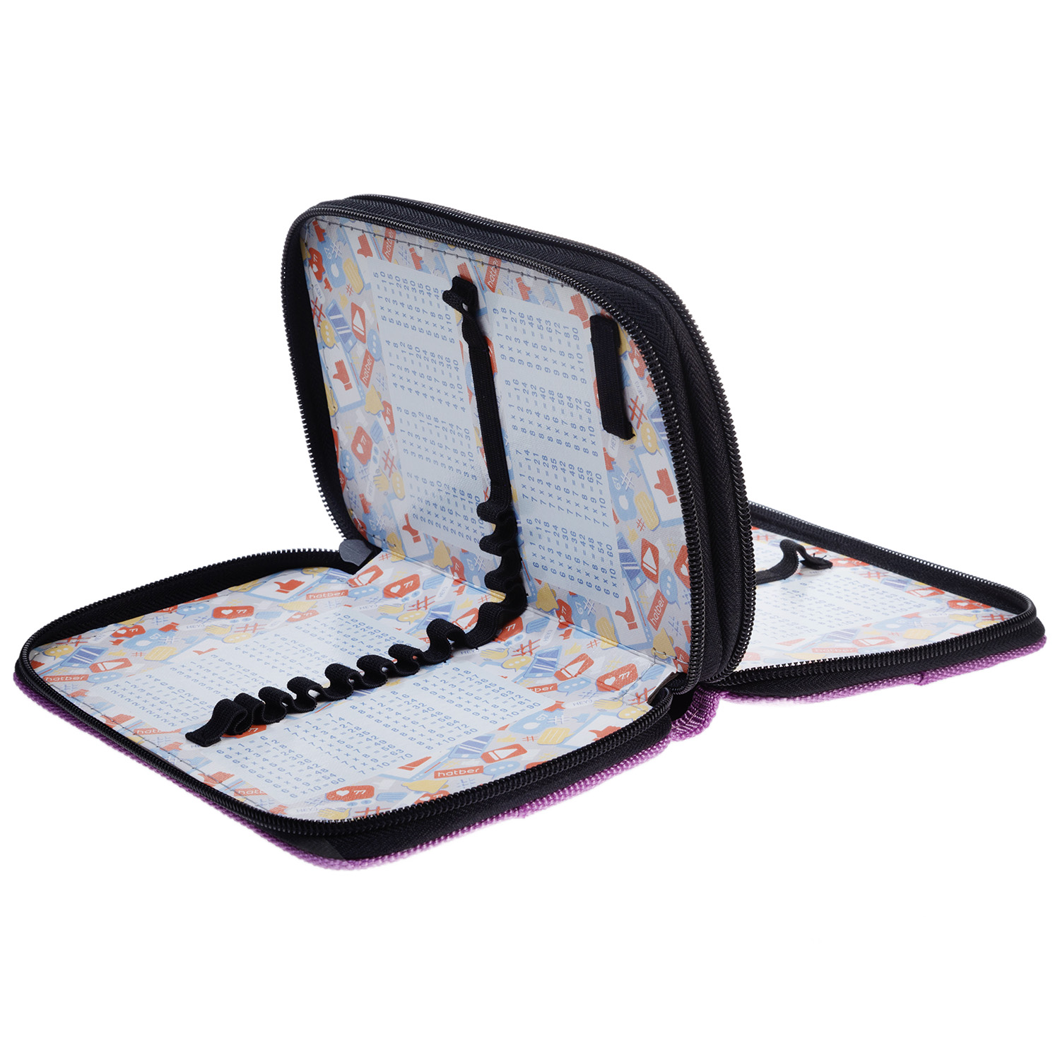 Пенал 190х110мм 2 отделения на молнии мат.ламин. 3D лак- Всё лень- с табл.умножения в индив.упак. 