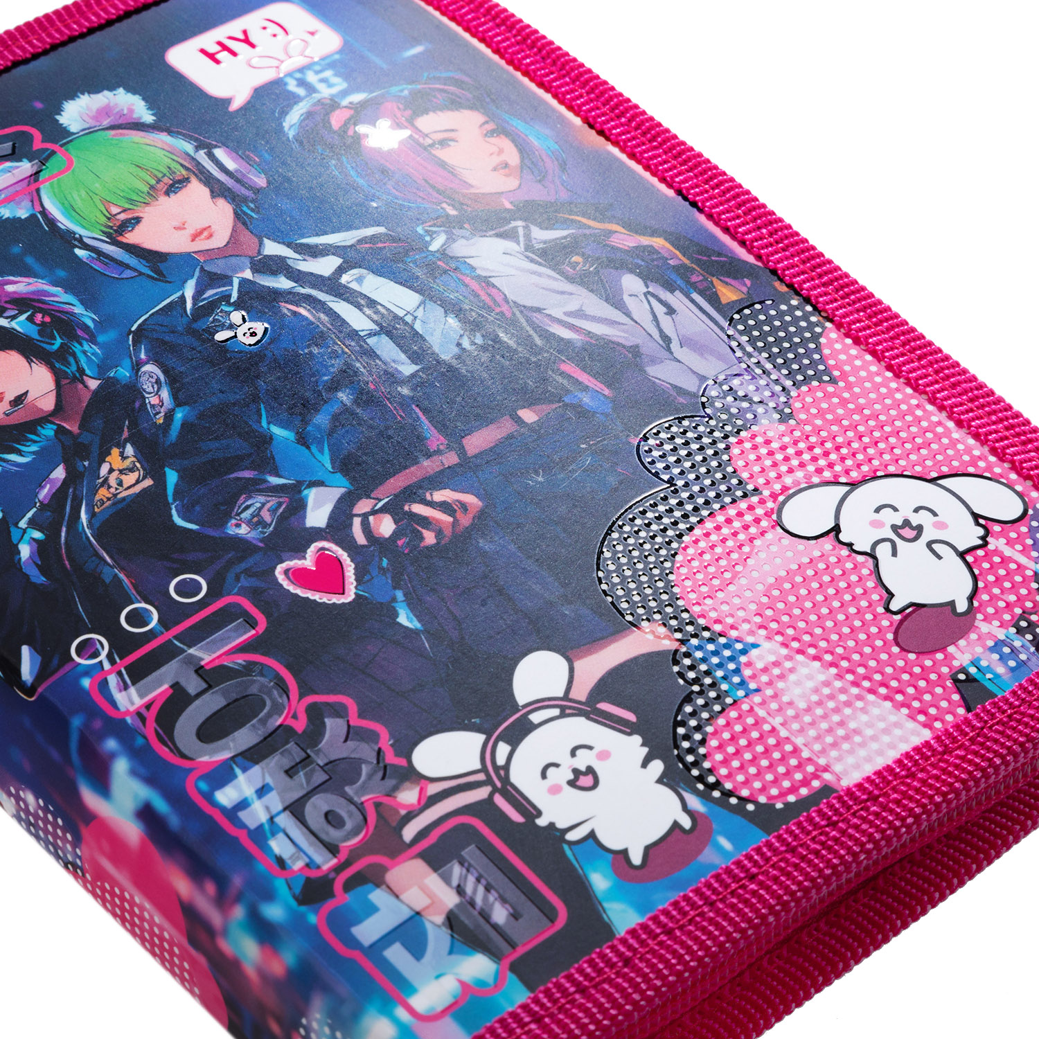 Пенал 190х130мм 1 отделение на молнии мат.ламин. 3D лак -K-POP- с табл.умножения  в индив.упак.