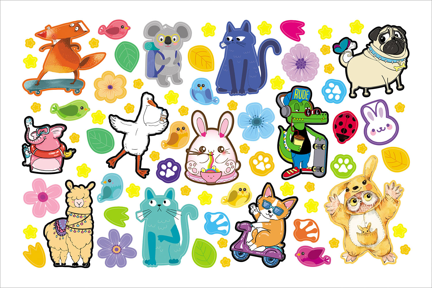 АЛЬБОМ НАКЛЕЕК 8л А5ф на скобе 600 наклеек-Милые и забавные- 