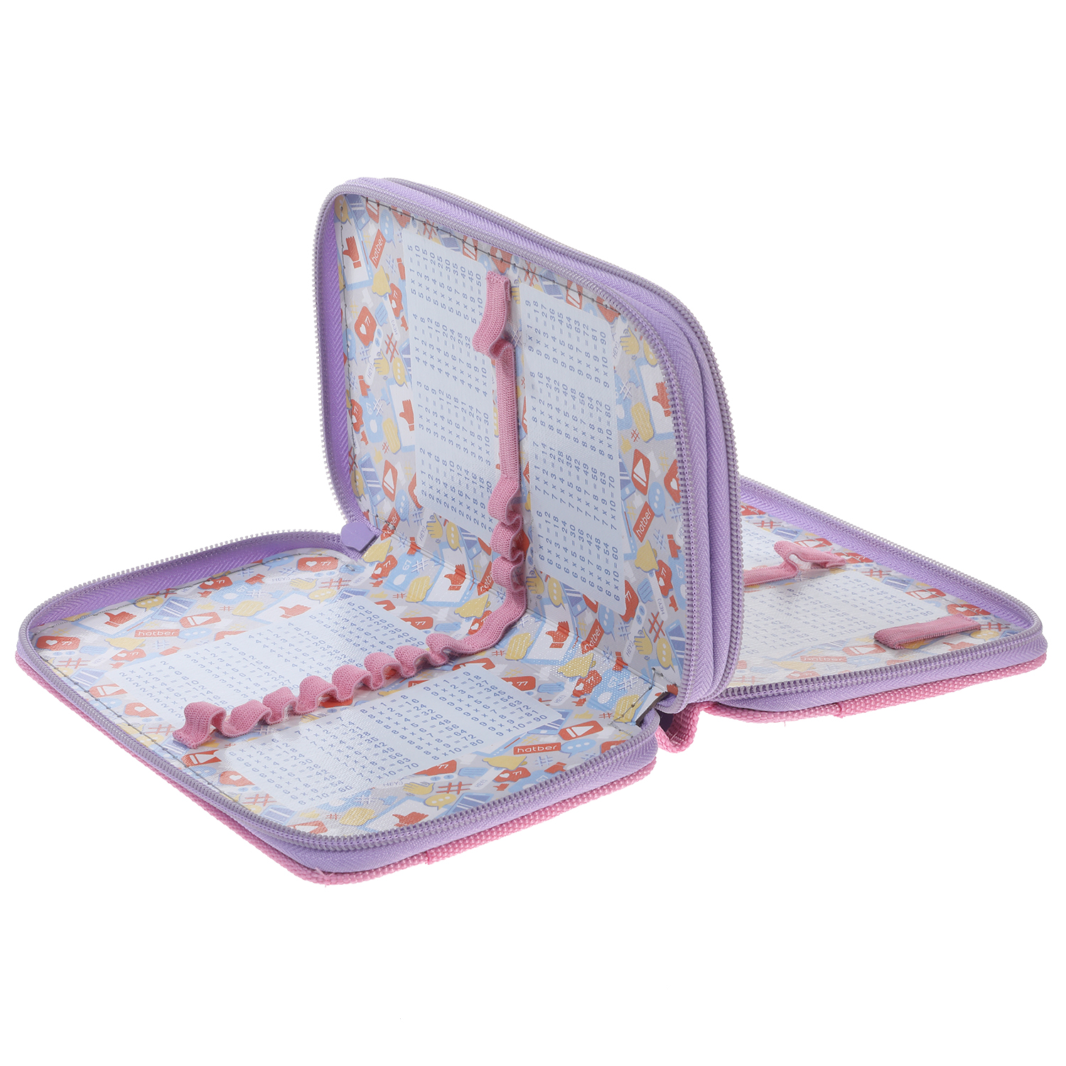 Пенал 190х110мм 2 отделения на молнии глянц.ламин.тиснение -Мой котик- с табл.умножения в индив.упак. 